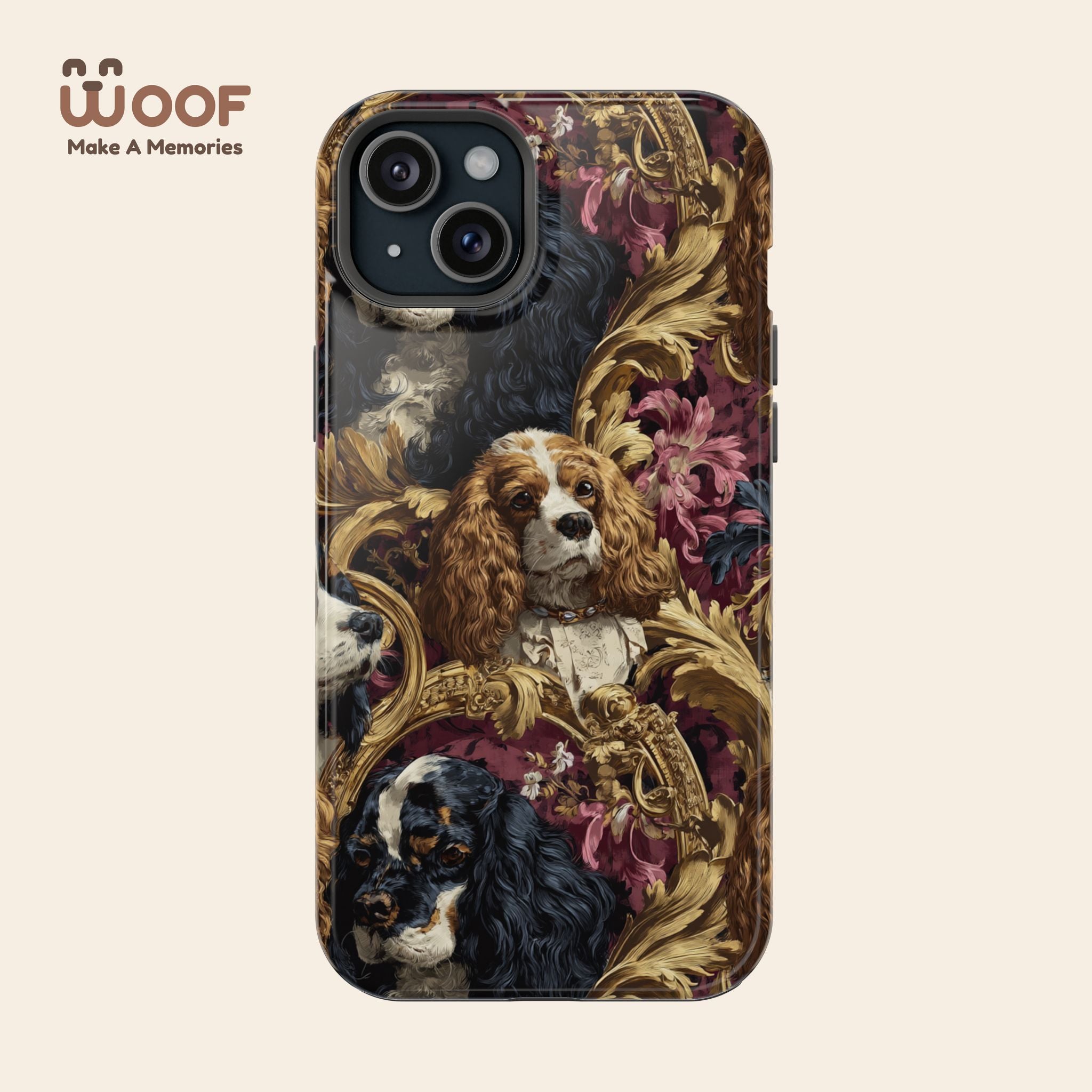 Elegant Pet Portrait Phone Case – Floral Design, Dog Lover Gift, Durable Phone Cover, Unique Art Case, Stylish Accessory