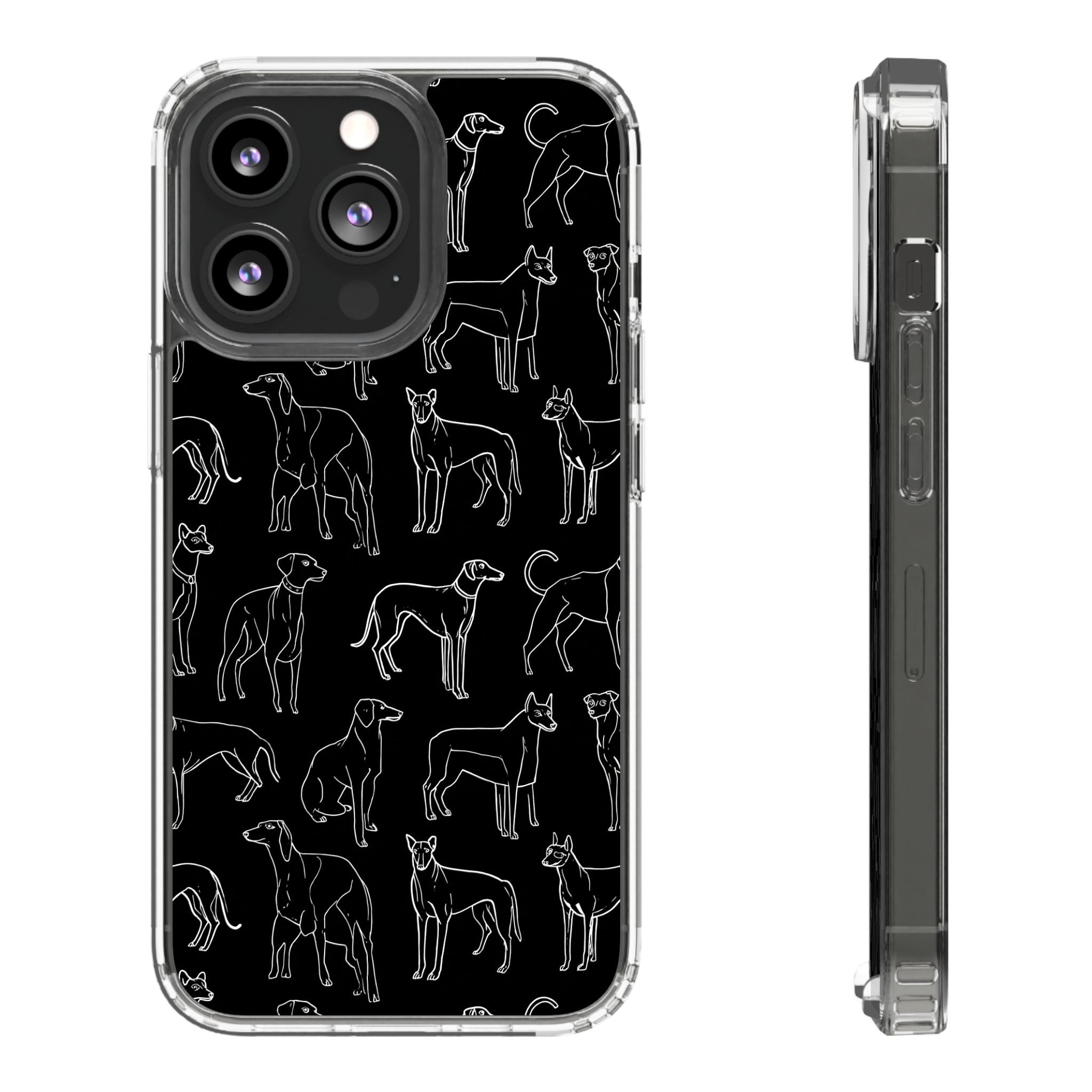 Stylish Dog Print Clear Phone Case, Pet Lover Gift, Customizable Clear Cases, Dog Owner Accessories, Cute Phone Covers