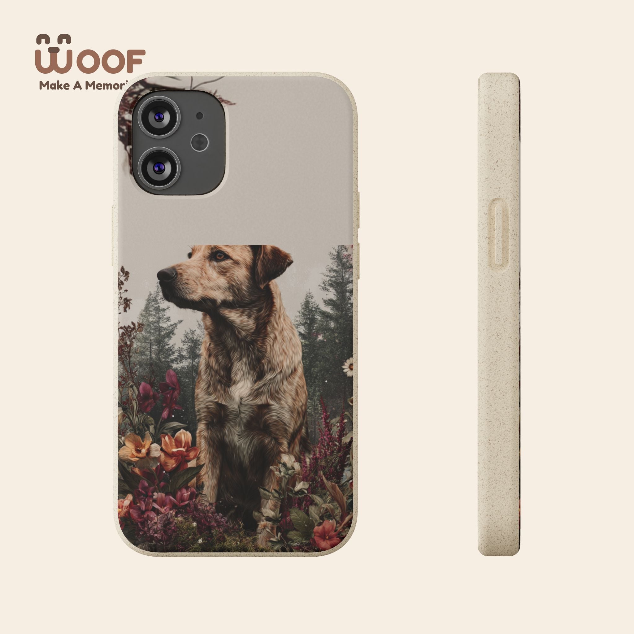 Eco-Friendly Dog Lover Biodegradable Phone Case - Floral Design