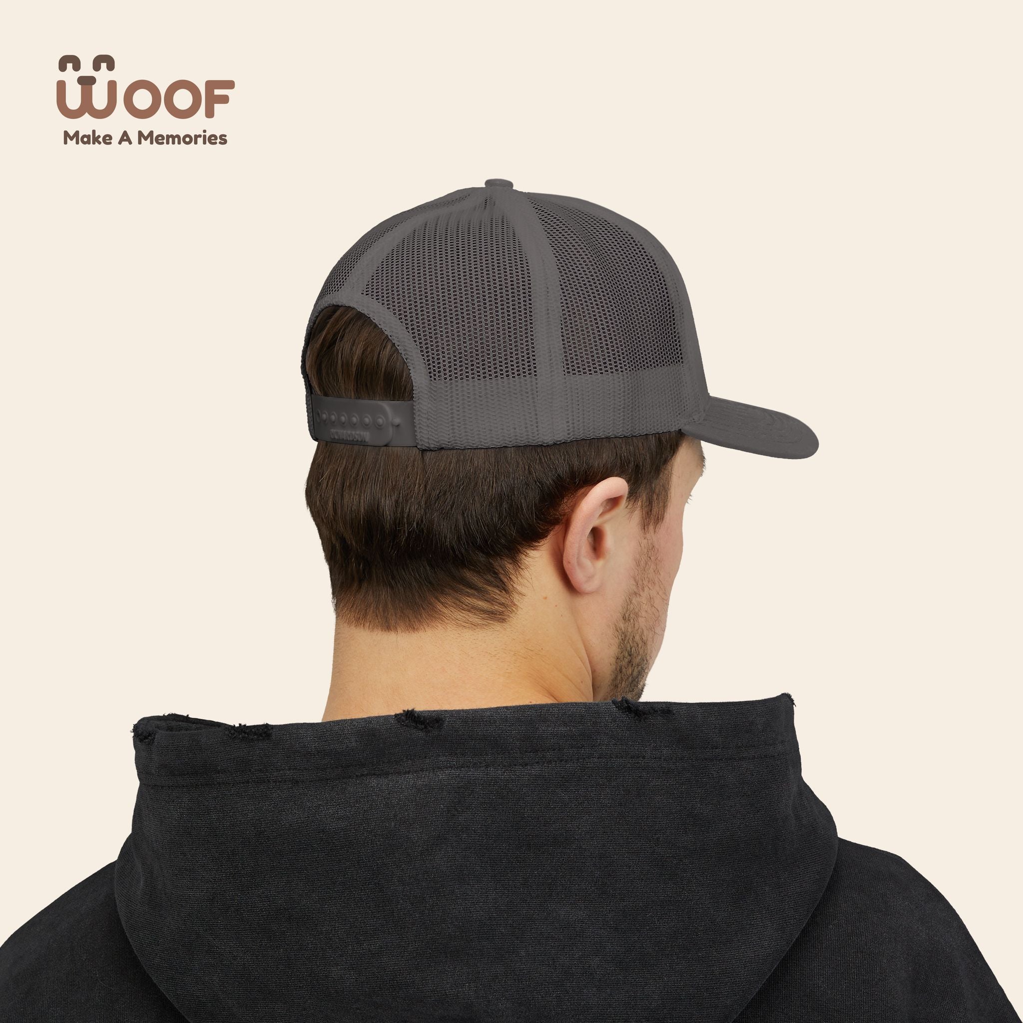 Woof Snapback Trucker Cap - Pet Lovers Gift, Dog Mom Hat, Casual Outdoor Accessory, Fun Pet Apparel, Unique Dog Dad Gift