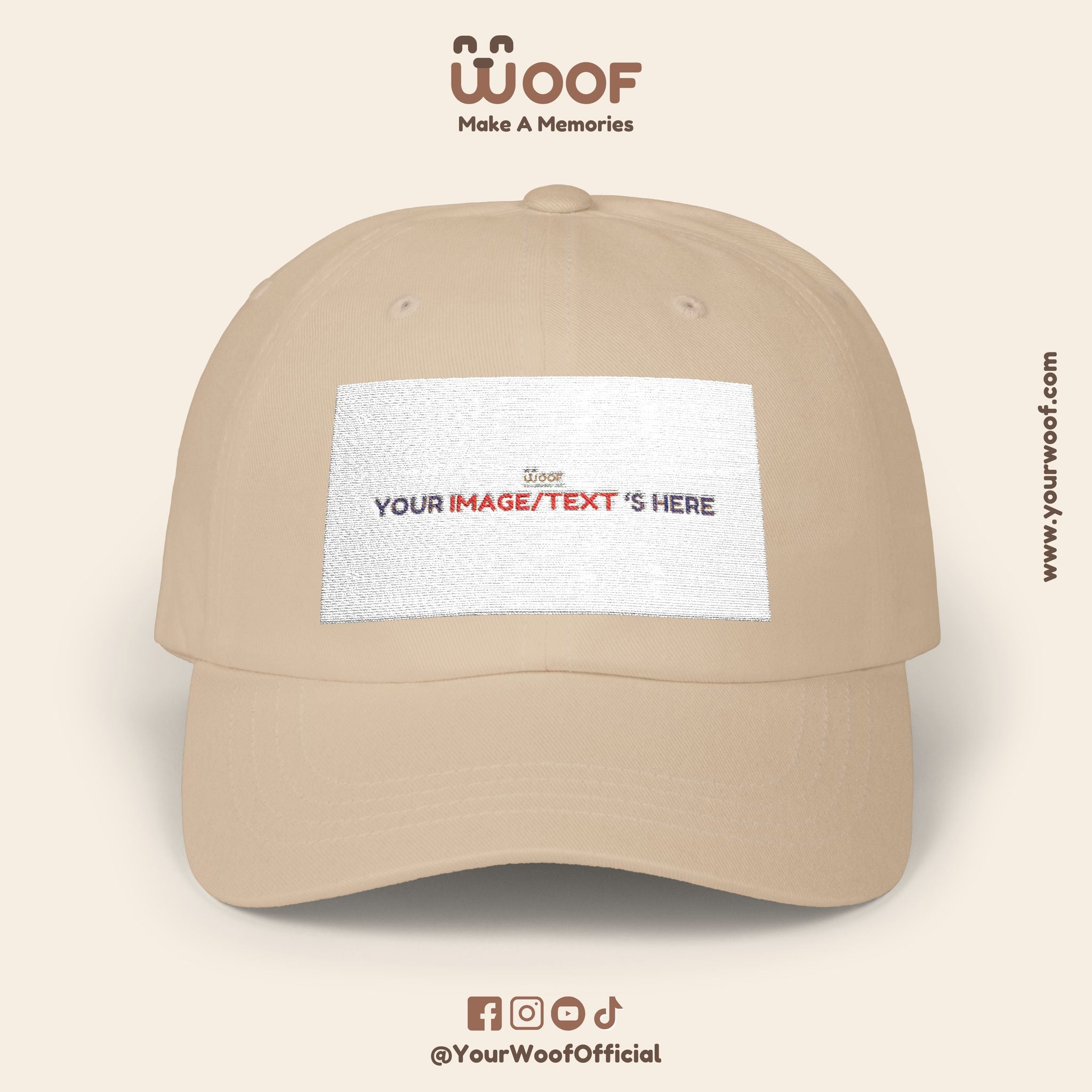 Classic Dad Cap with Woof Design, Adjustable Cap for Dog Lovers, Gift for Pet Owners, Casual Style Hat, Everyday Wear