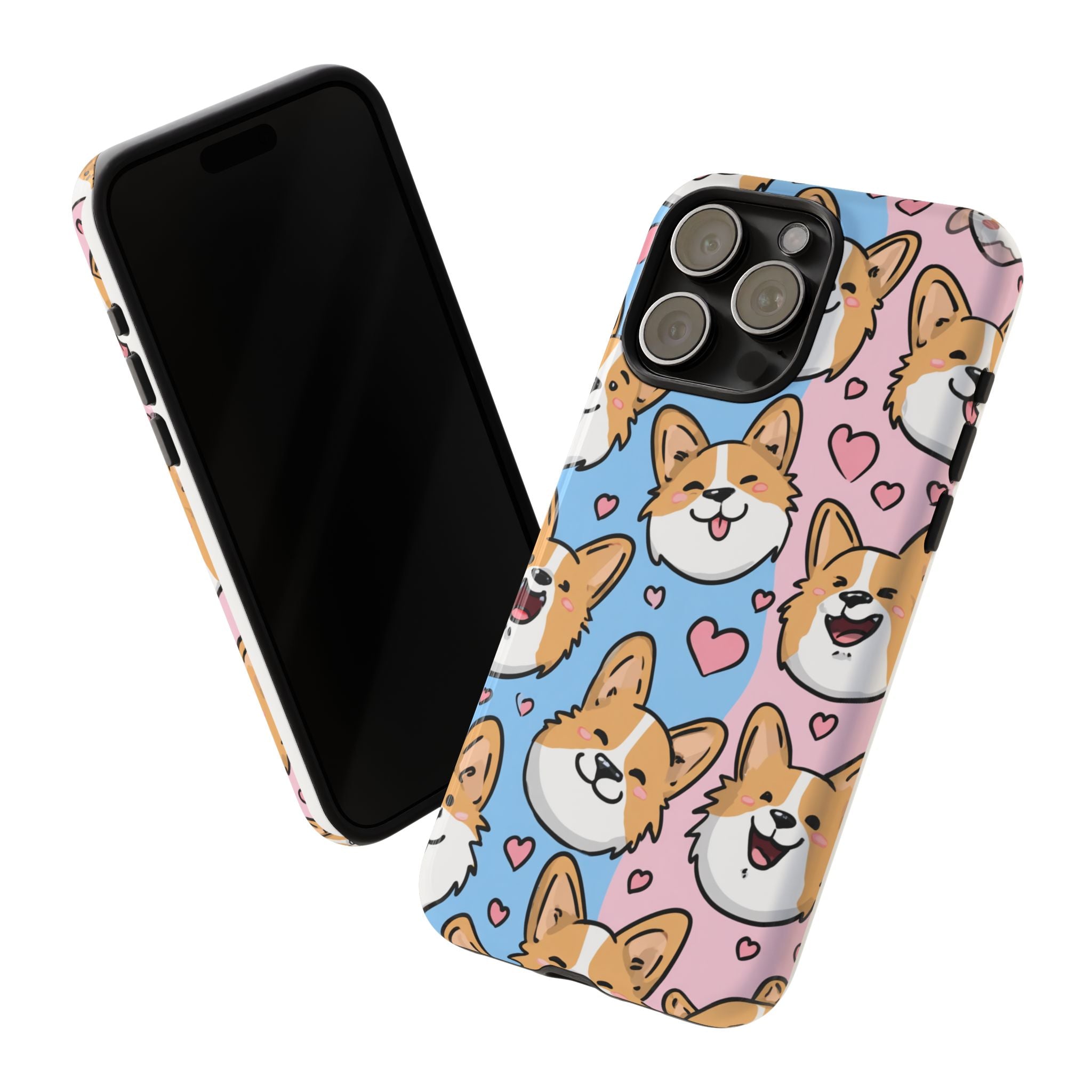 Cute Corgi Phone Case – Fun & Playful Protection with Love Hearts