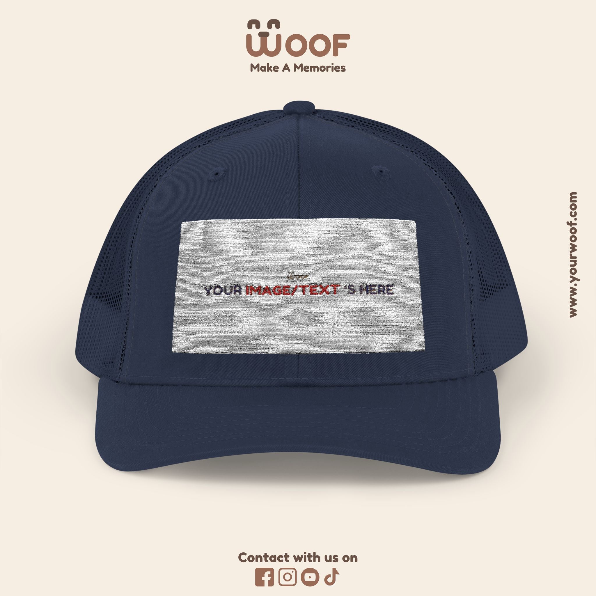 Woof Snapback Trucker Cap - Pet Lovers Gift, Dog Mom Hat, Casual Outdoor Accessory, Fun Pet Apparel, Unique Dog Dad Gift