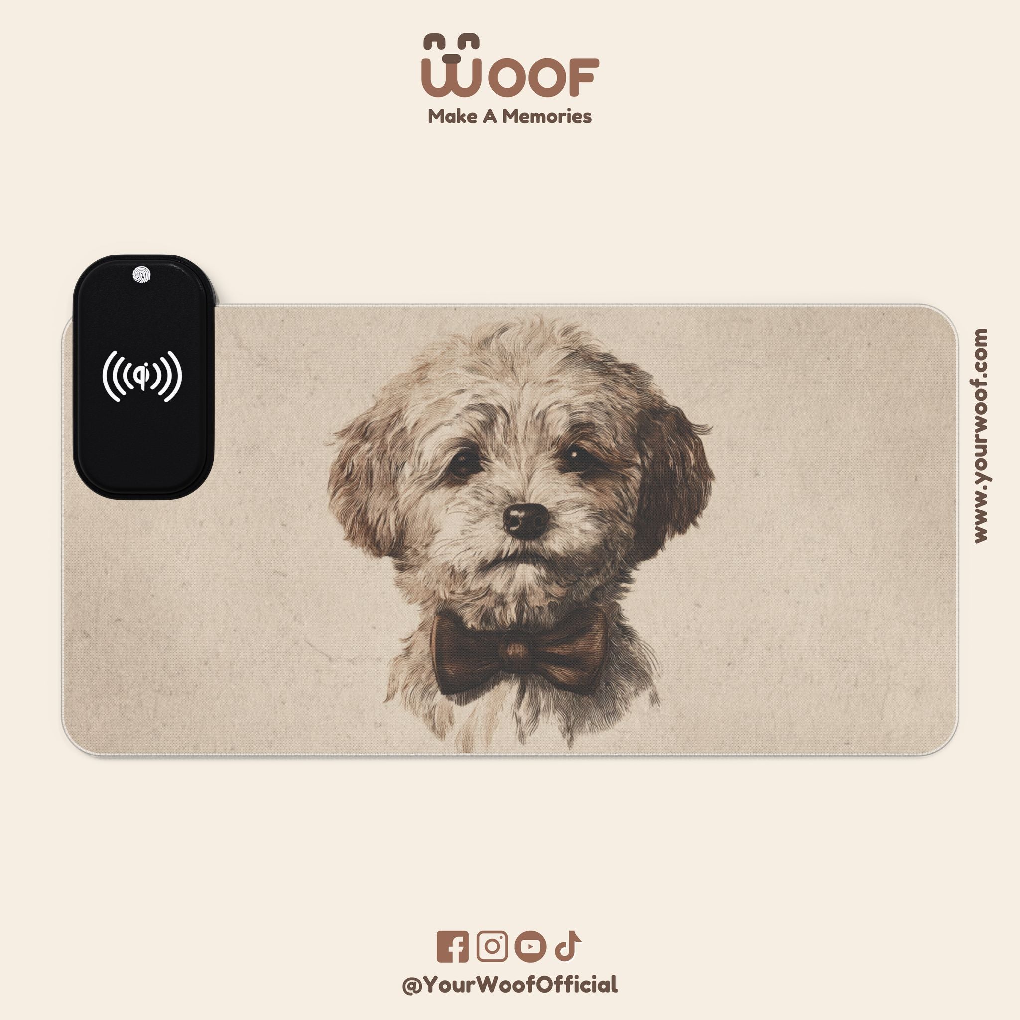 Wireless Charging LED Gaming Mouse Pad - Adorable Pet Design