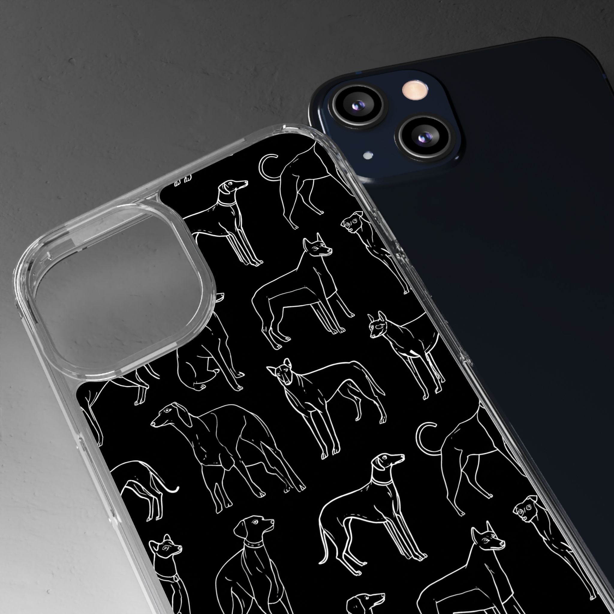 Stylish Dog Print Clear Phone Case, Pet Lover Gift, Customizable Clear Cases, Dog Owner Accessories, Cute Phone Covers