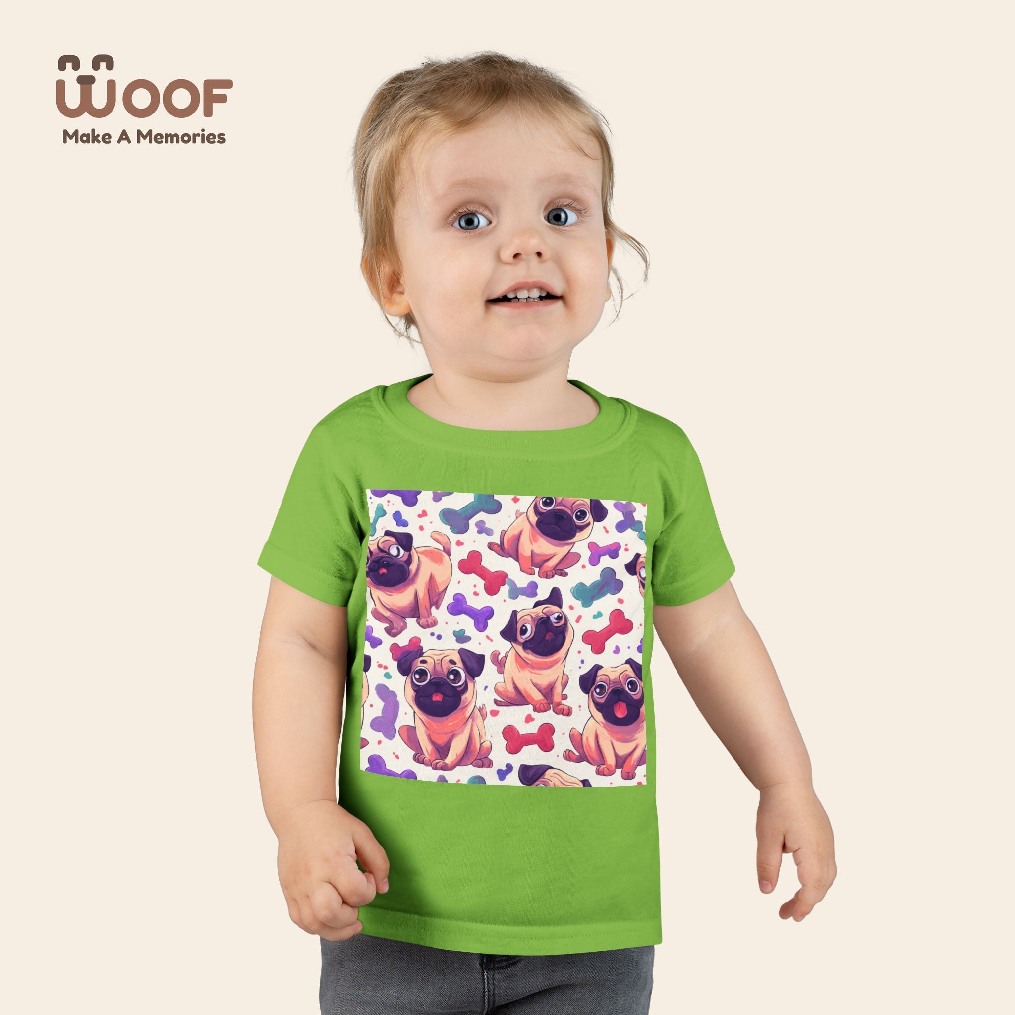 Pug Pattern Toddler T-Shirt, Cute Dog Tee, Kids Wear, Birthday Outfit, Animal Lover Gift, Playful Design, Fun Fashion