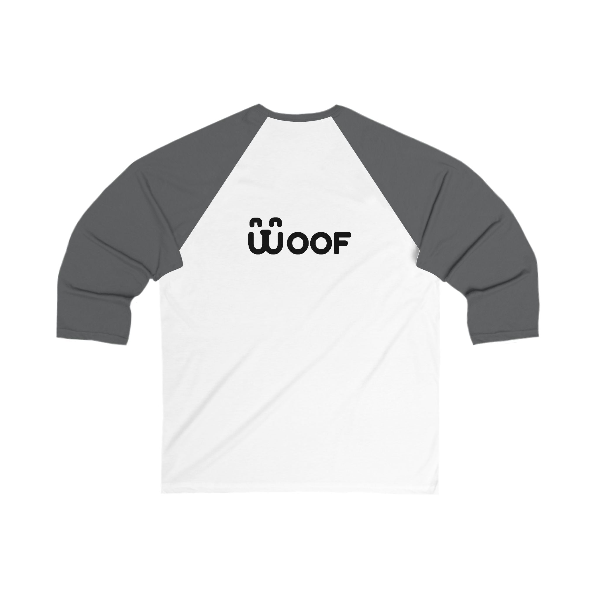 Woof Unisex 3/4 Sleeve Baseball Tee - Fun Dog Lover Shirt, Pet Adoption Event Tee, Casual Everyday Wear, Gift for Dog Parents, Animal [...]