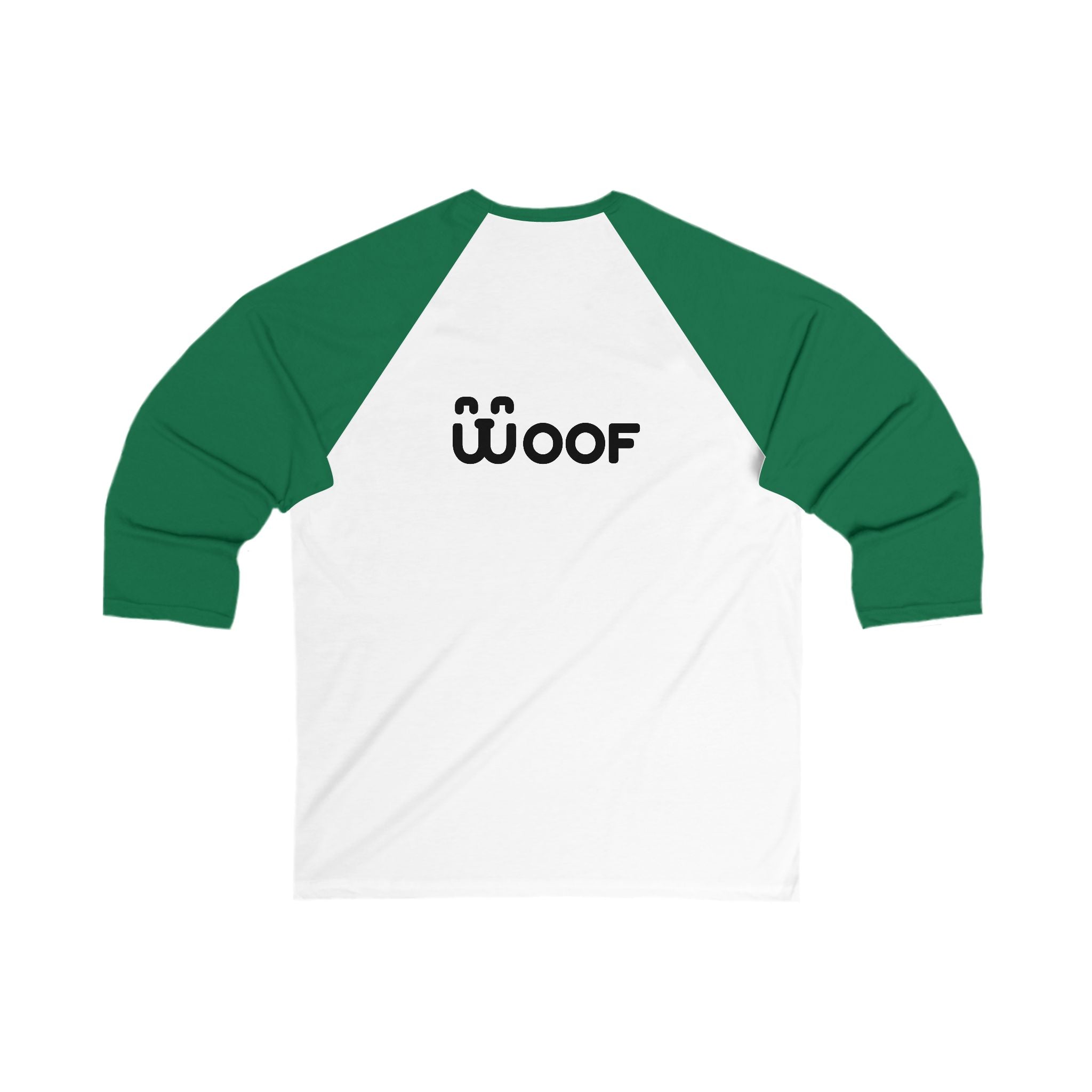 Woof Unisex 3/4 Sleeve Baseball Tee - Fun Dog Lover Shirt, Pet Adoption Event Tee, Casual Everyday Wear, Gift for Dog Parents, Animal [...]