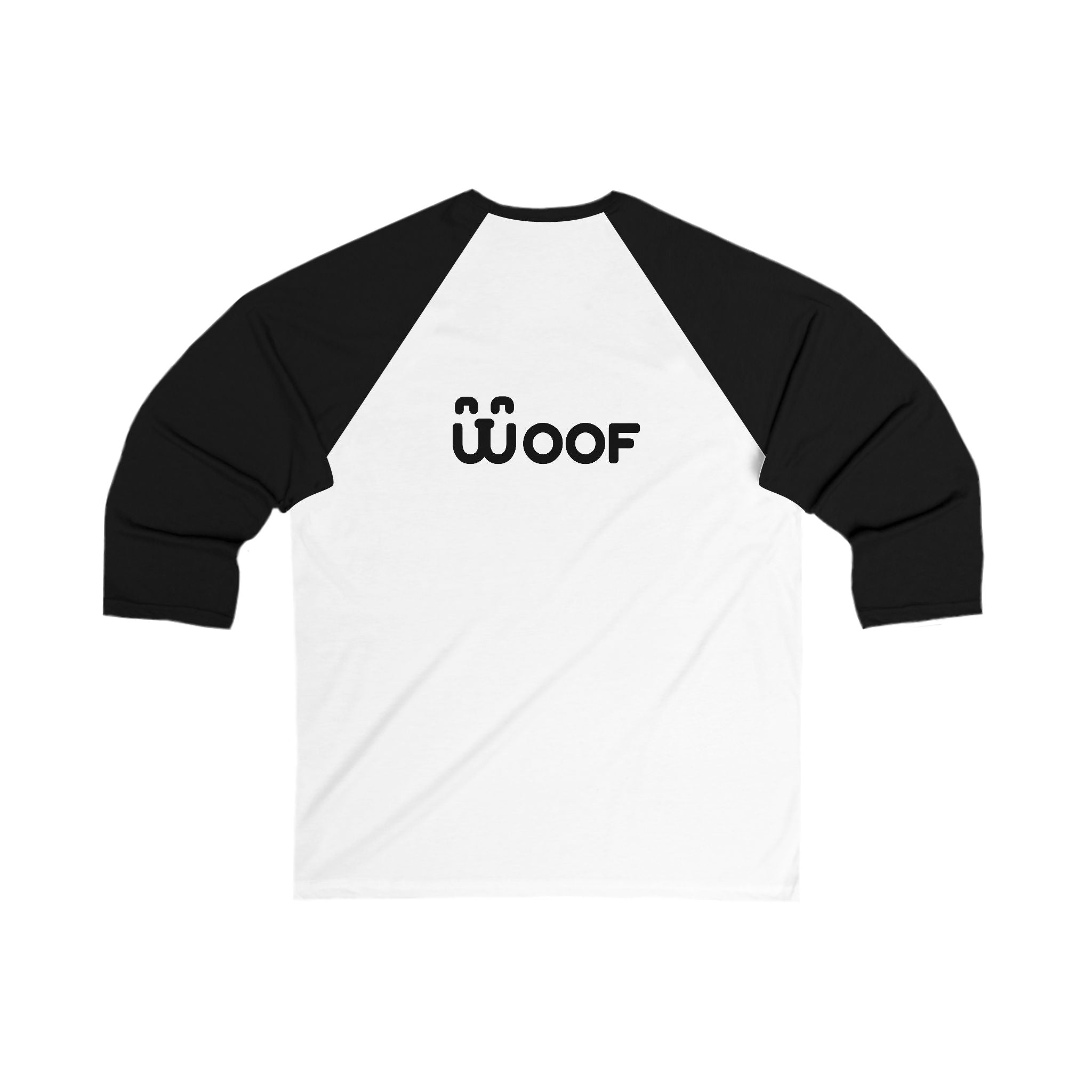 Woof Unisex 3/4 Sleeve Baseball Tee - Fun Dog Lover Shirt, Pet Adoption Event Tee, Casual Everyday Wear, Gift for Dog Parents, Animal [...]