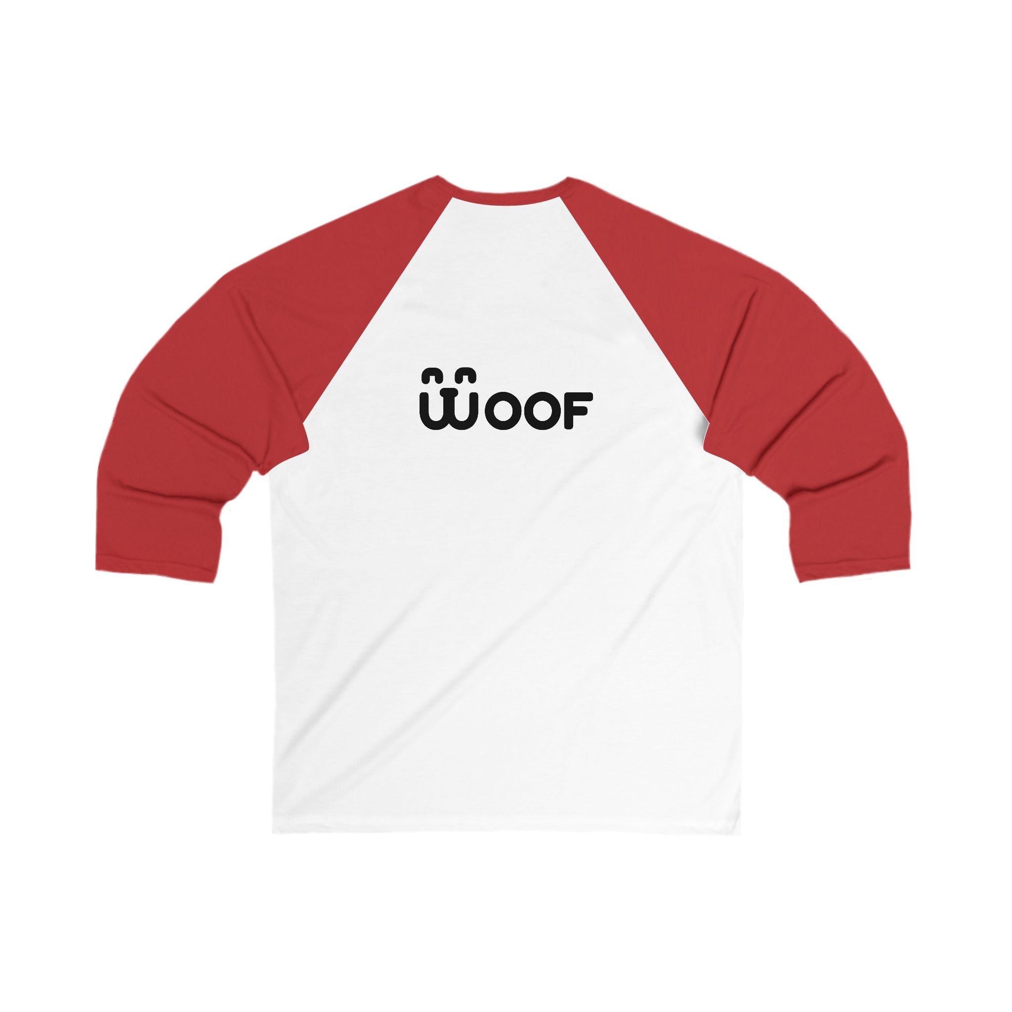 Woof Unisex 3/4 Sleeve Baseball Tee - Fun Dog Lover Shirt, Pet Adoption Event Tee, Casual Everyday Wear, Gift for Dog Parents, Animal [...]