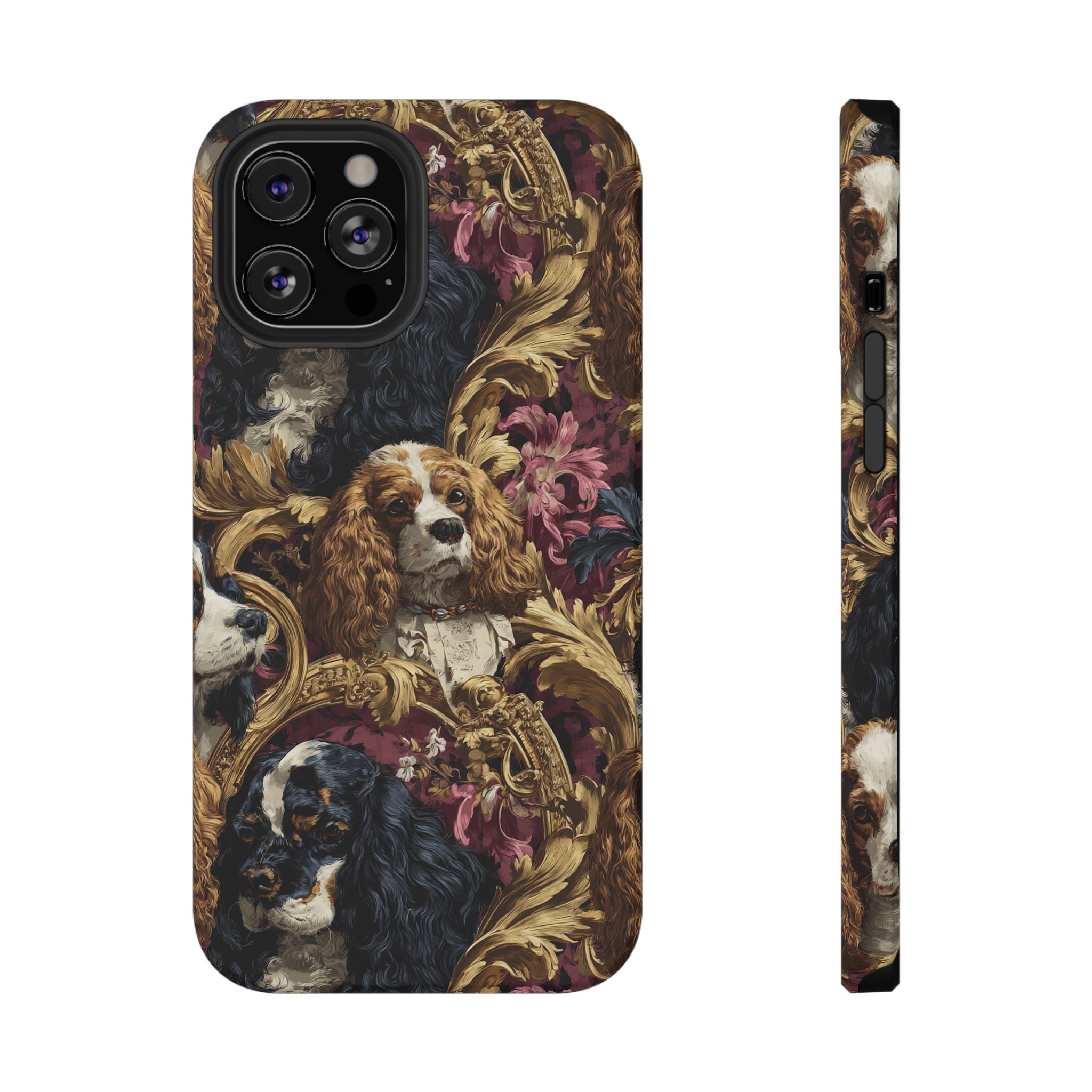 Elegant Pet Portrait Phone Case – Floral Design, Dog Lover Gift, Durable Phone Cover, Unique Art Case, Stylish Accessory