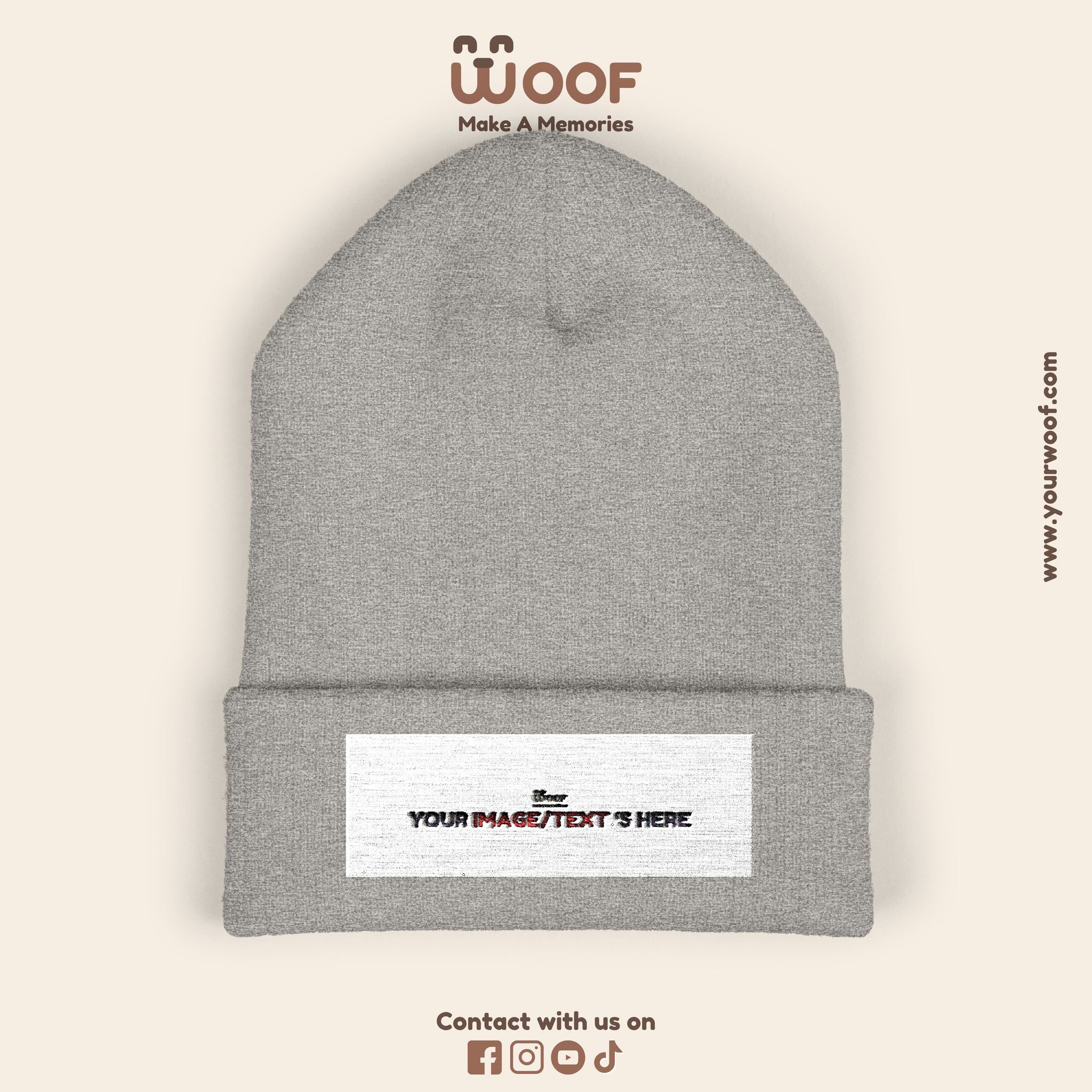 Classic Cuffed Beanie with 'Woof' Embroidery - Perfect for Dog Lovers, Winter Wear, Gift for Pet Owners, Cozy Accessory, Everyday Style