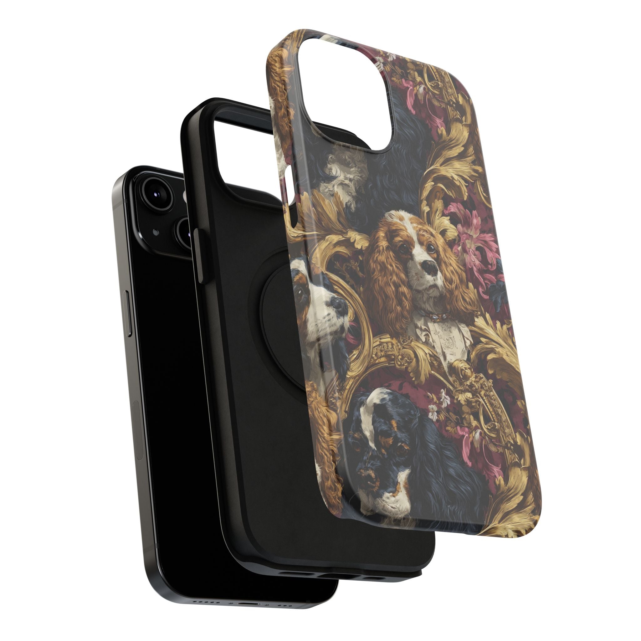 Elegant Pet Portrait Phone Case – Floral Design, Dog Lover Gift, Durable Phone Cover, Unique Art Case, Stylish Accessory