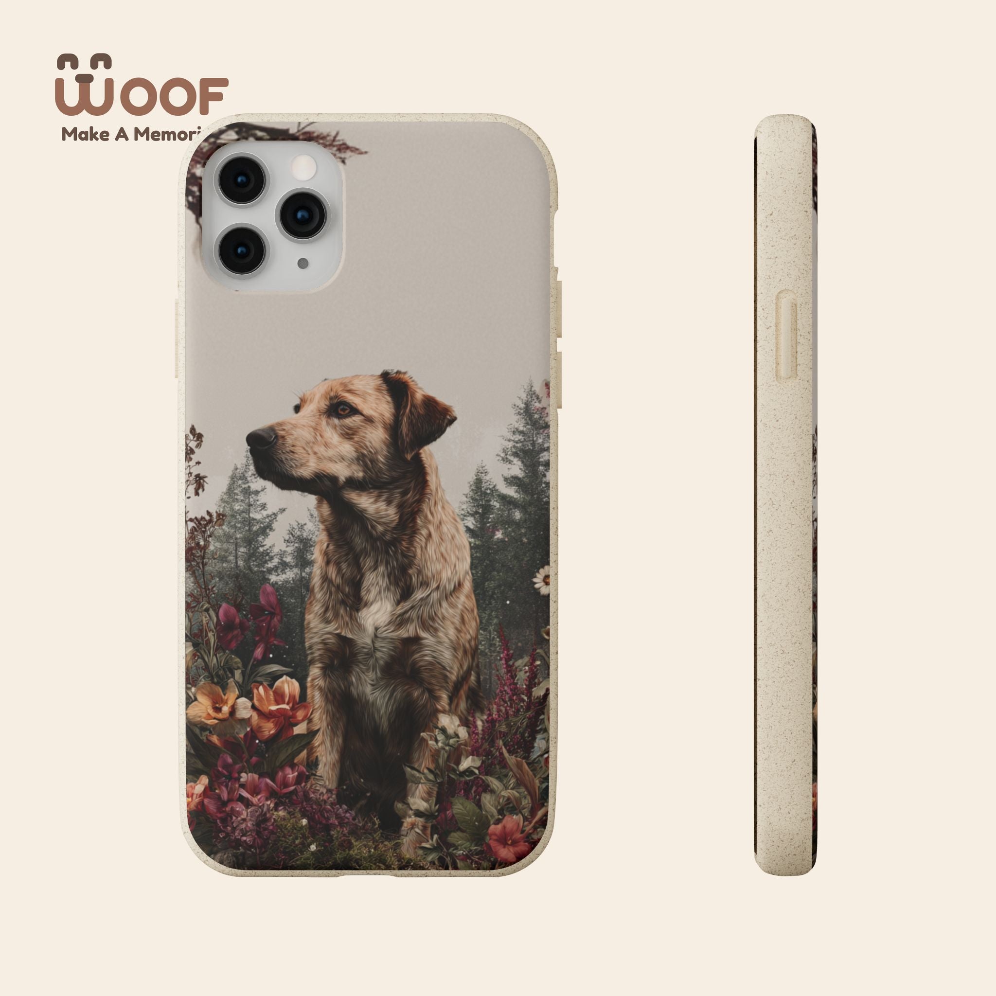 Eco-Friendly Dog Lover Biodegradable Phone Case - Floral Design