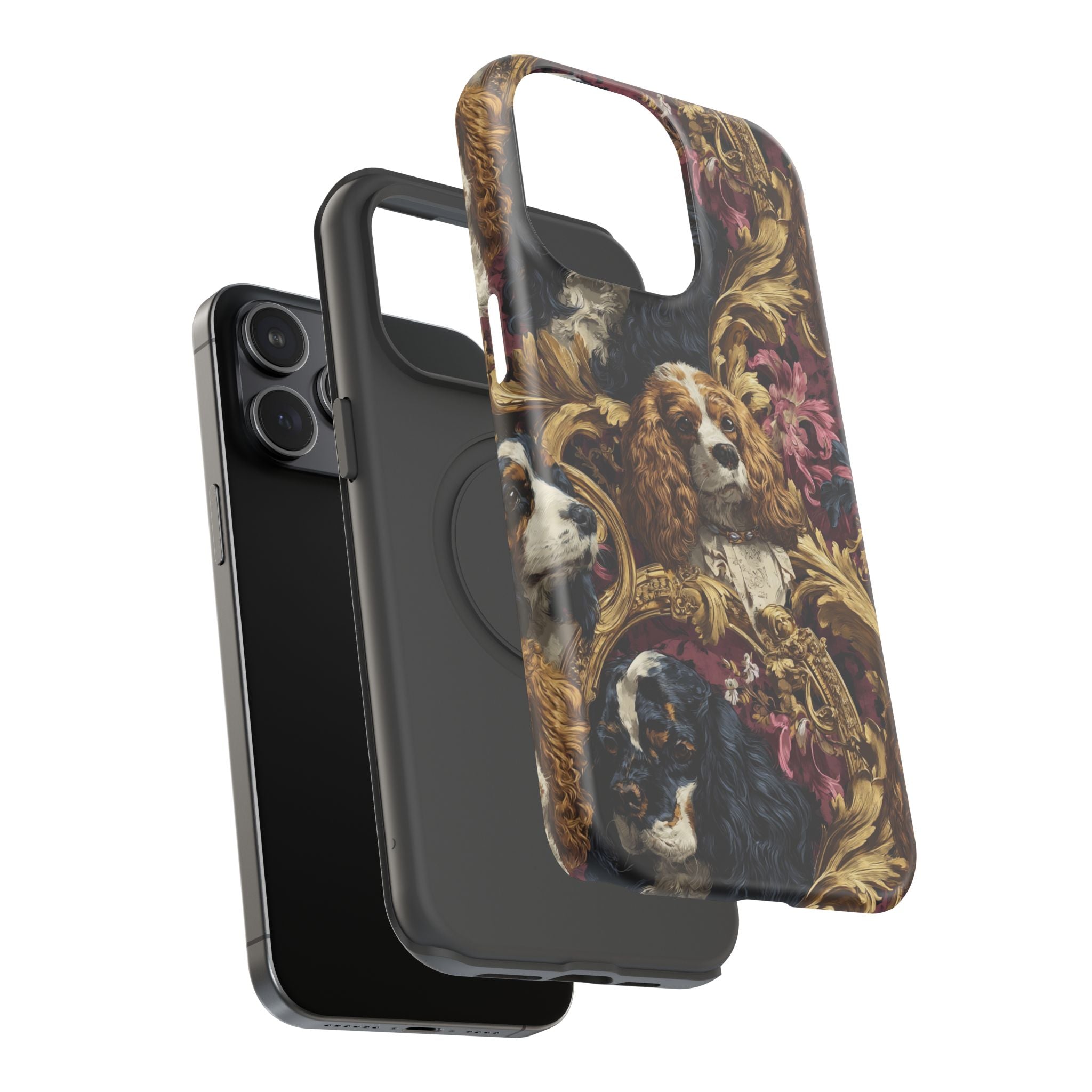 Elegant Pet Portrait Phone Case – Floral Design, Dog Lover Gift, Durable Phone Cover, Unique Art Case, Stylish Accessory