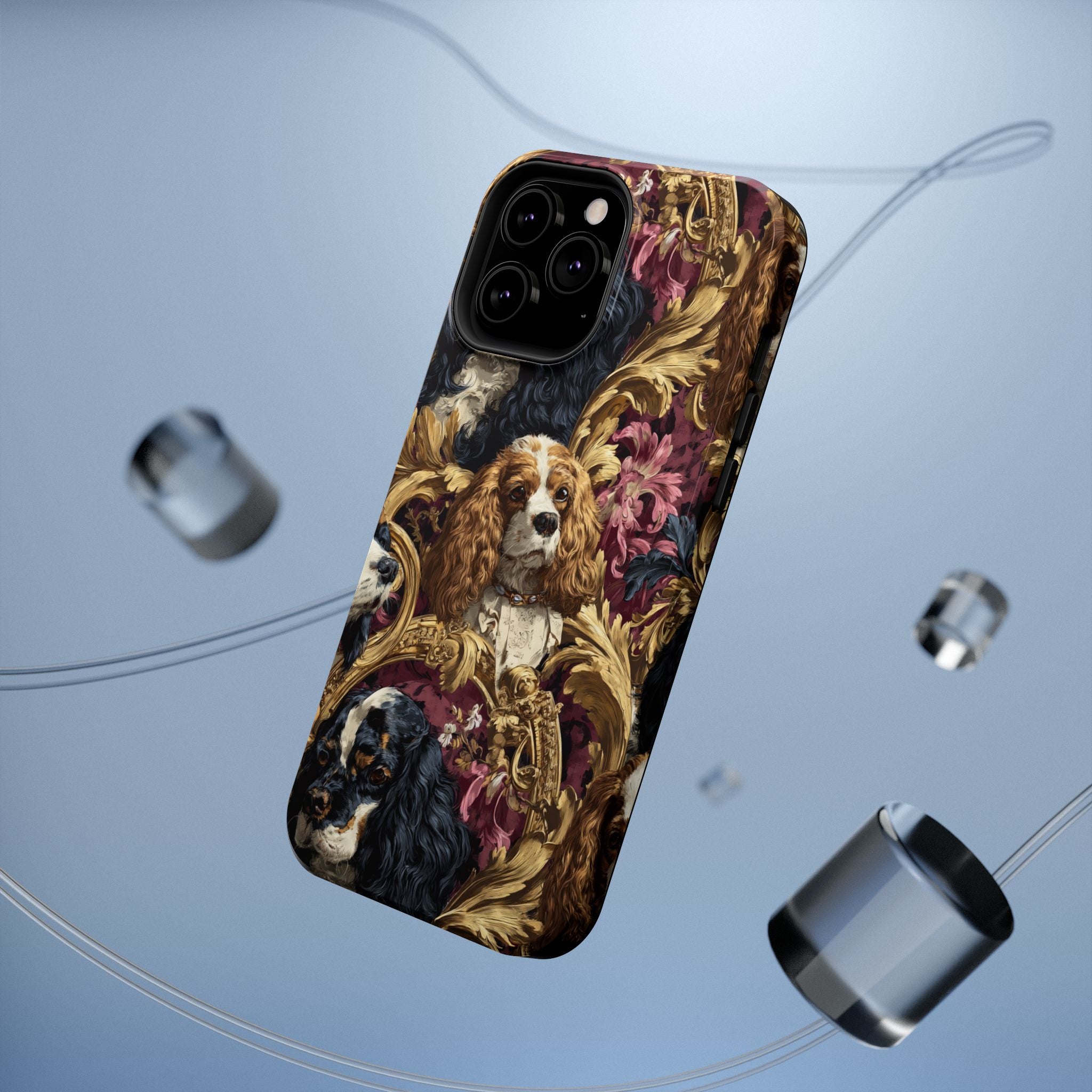 Elegant Pet Portrait Phone Case – Floral Design, Dog Lover Gift, Durable Phone Cover, Unique Art Case, Stylish Accessory