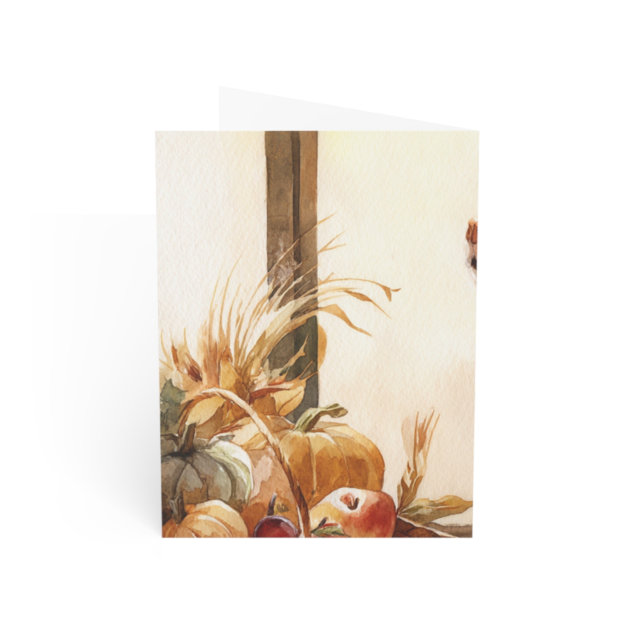 Watercolor Dog & Autumn Harvest Greeting Cards - Set of 1, 10, 30, or 50