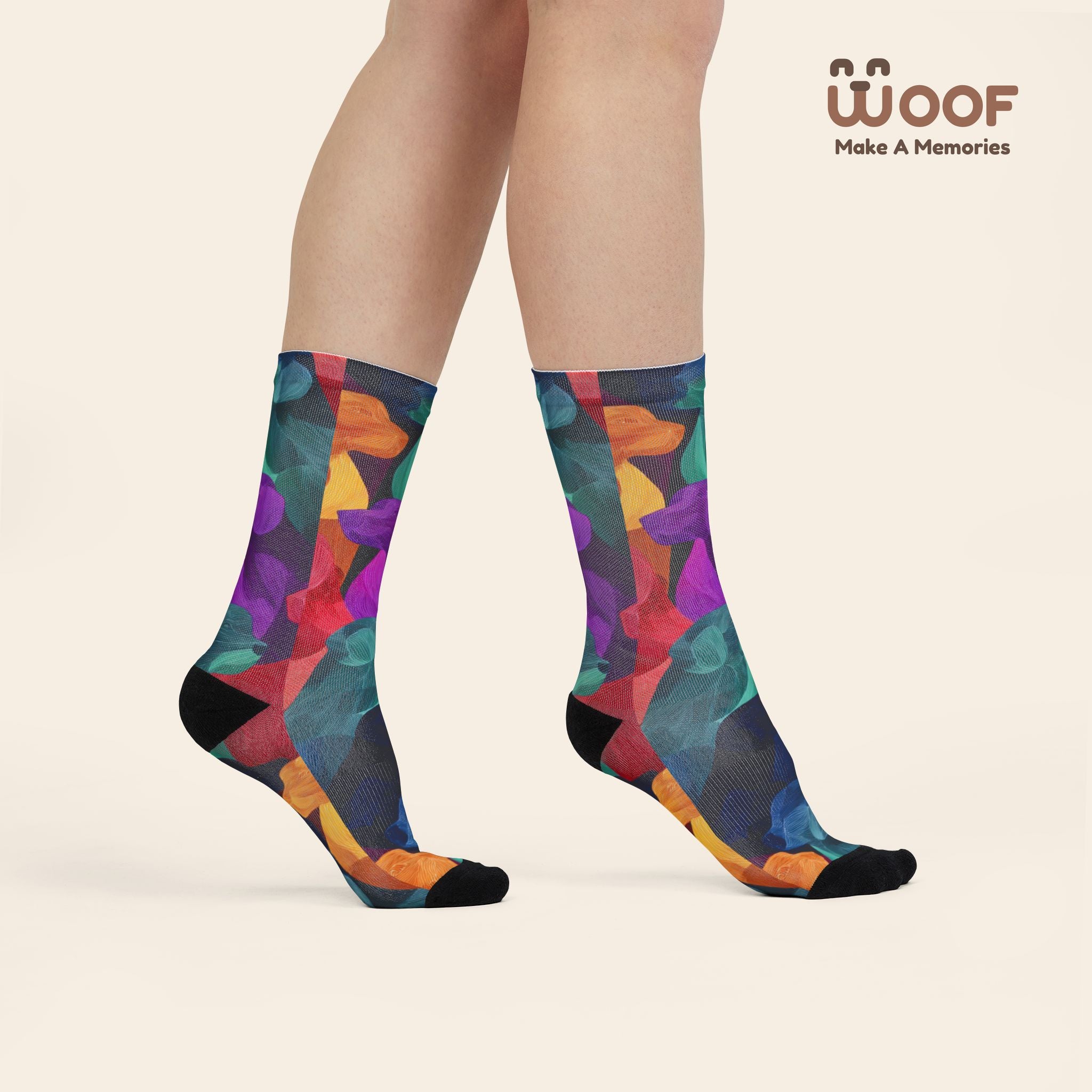 Colorful Pet Lover Crew Socks - Vibrant Dog Design