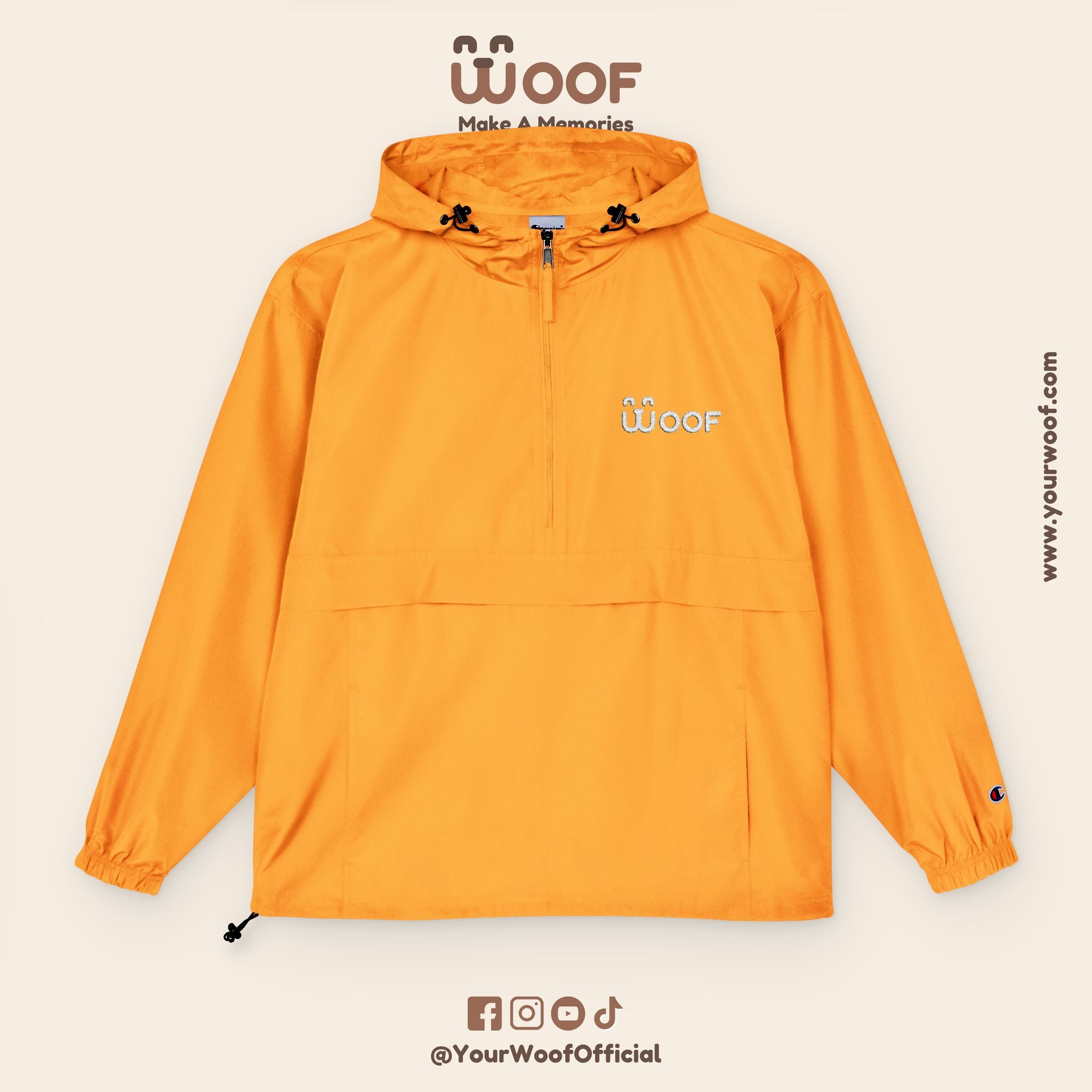 Bright Woof Packable Anorak Jacket, Dog Lover's Gift, Outdoor Adventure Wear, Summer Rain Jacket, Pet Owner Apparel