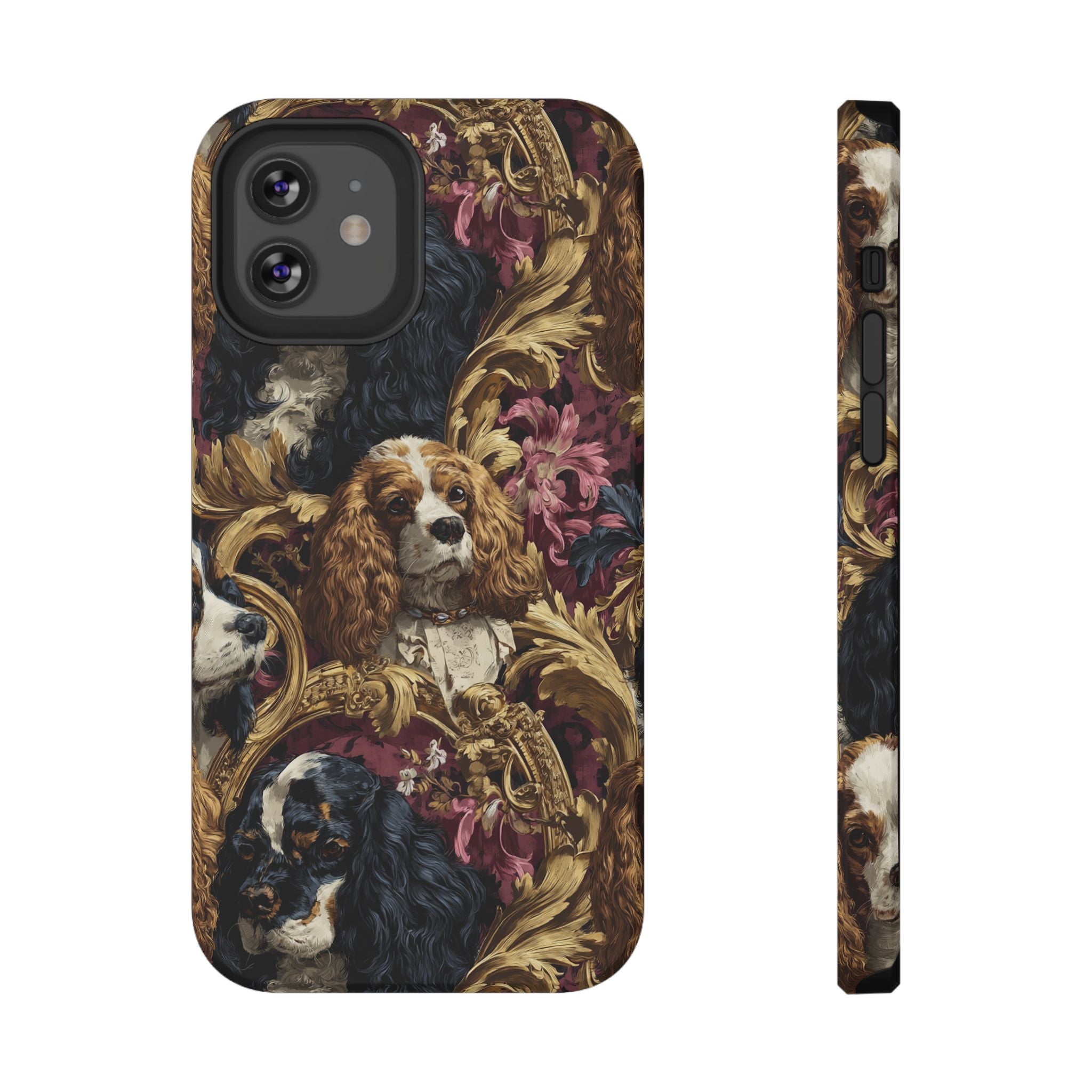 Elegant Pet Portrait Phone Case – Floral Design, Dog Lover Gift, Durable Phone Cover, Unique Art Case, Stylish Accessory