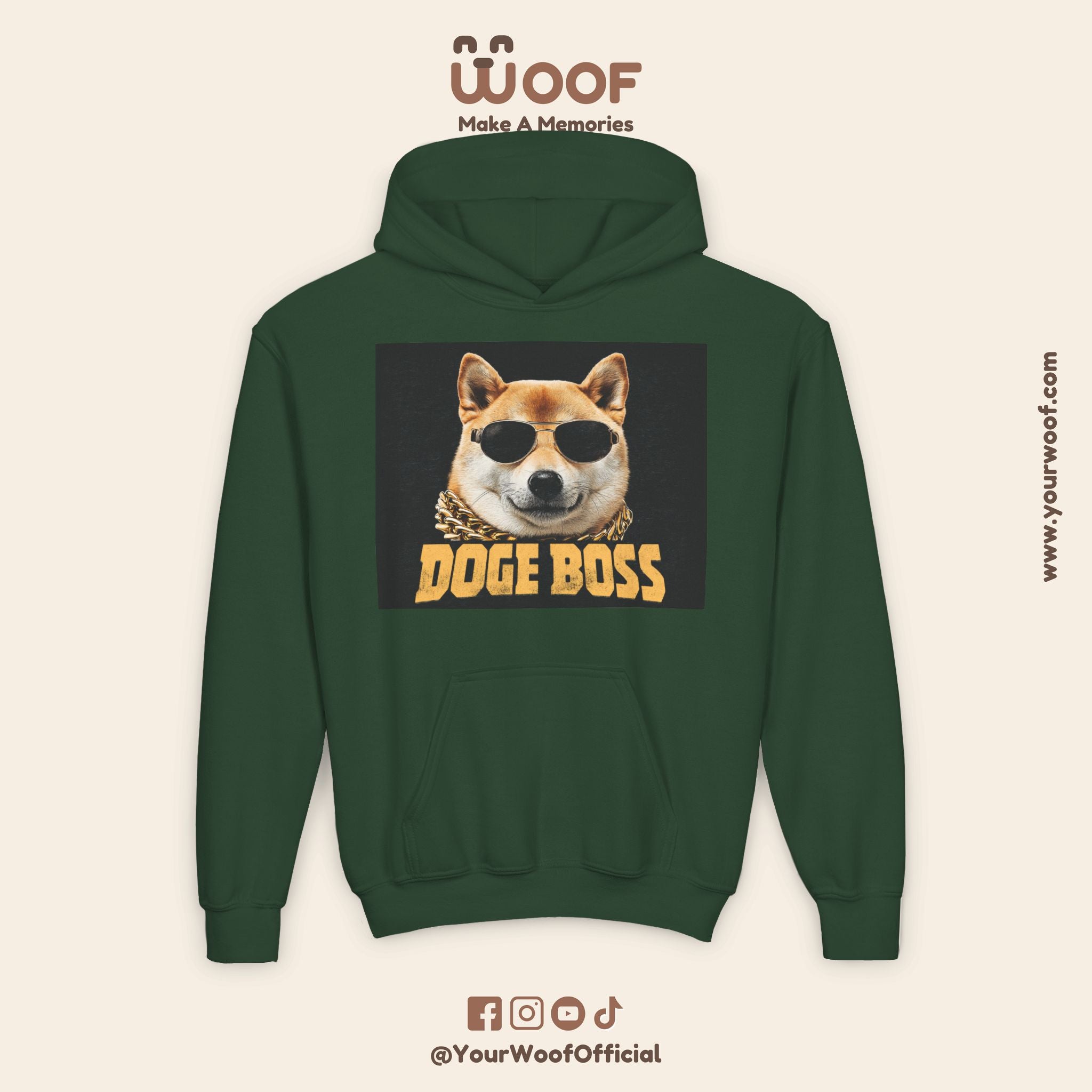 Youth Doge Boss Sweatshirt, Funny Dog Hoodie, Cool Gift for Dog Lovers, Youth Fashion, Casual Style for Kids