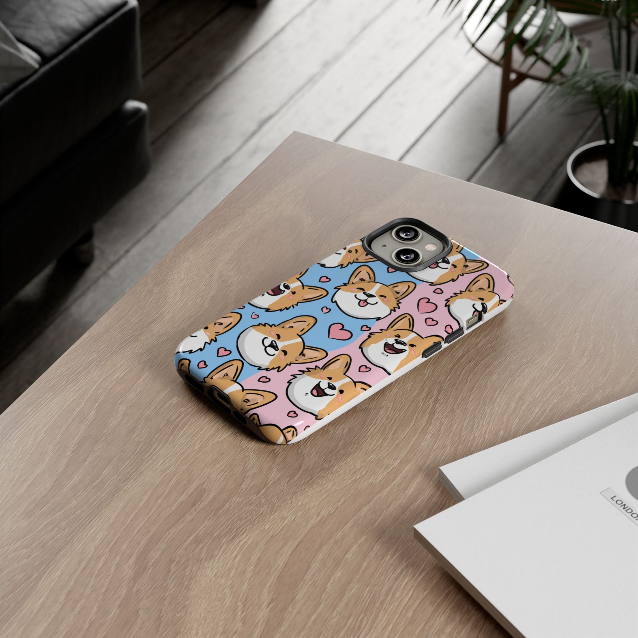 Cute Corgi Phone Case – Fun & Playful Protection with Love Hearts