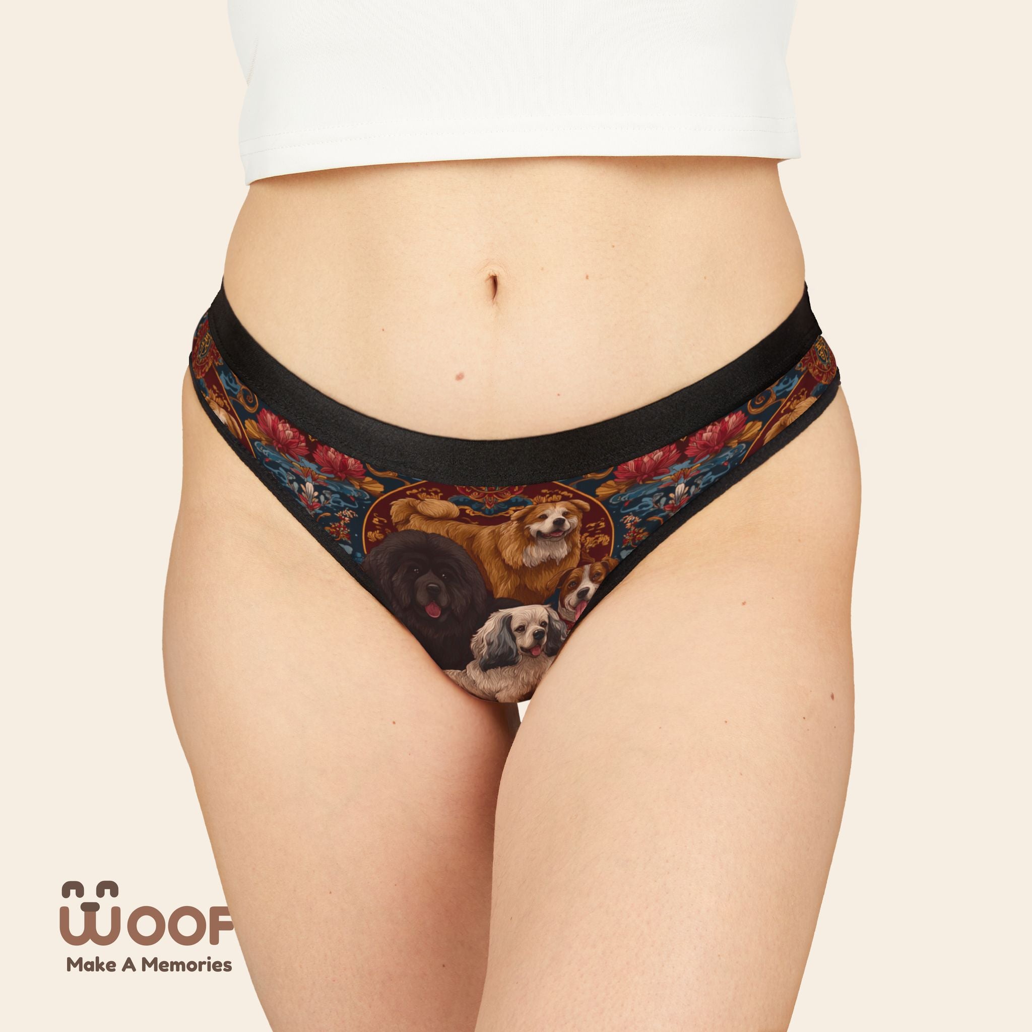 Dog-Themed Women's Thongs, Cute Underwear for Pet Lovers, Funny Gifts for Dog Owners, Stylish Boyshorts, Unique Lingerie