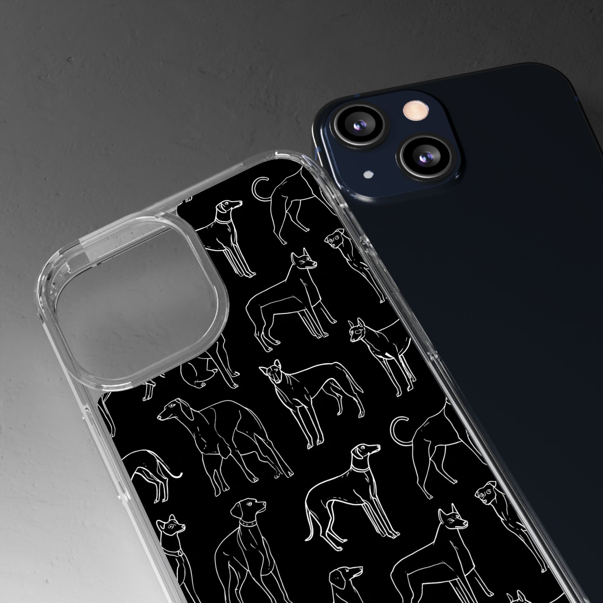 Stylish Dog Print Clear Phone Case, Pet Lover Gift, Customizable Clear Cases, Dog Owner Accessories, Cute Phone Covers