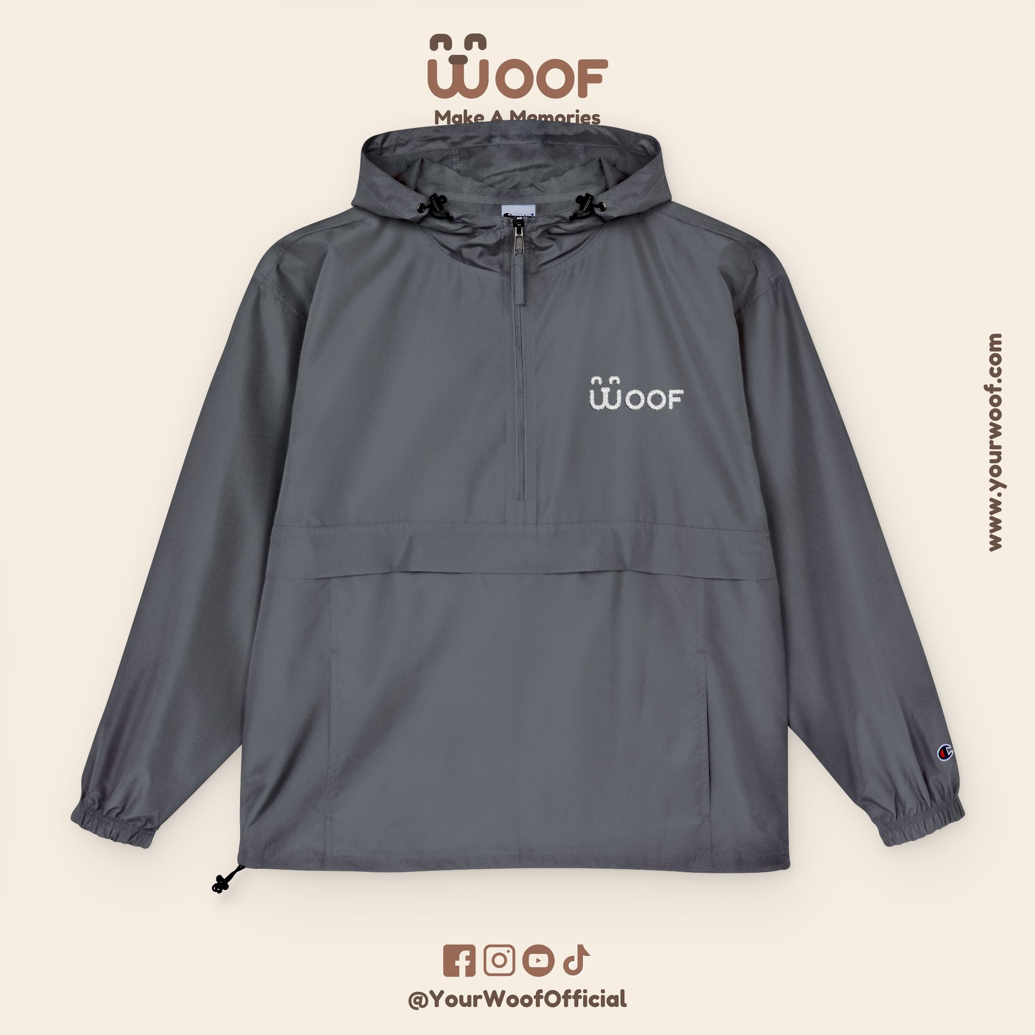 Bright Woof Packable Anorak Jacket, Dog Lover's Gift, Outdoor Adventure Wear, Summer Rain Jacket, Pet Owner Apparel