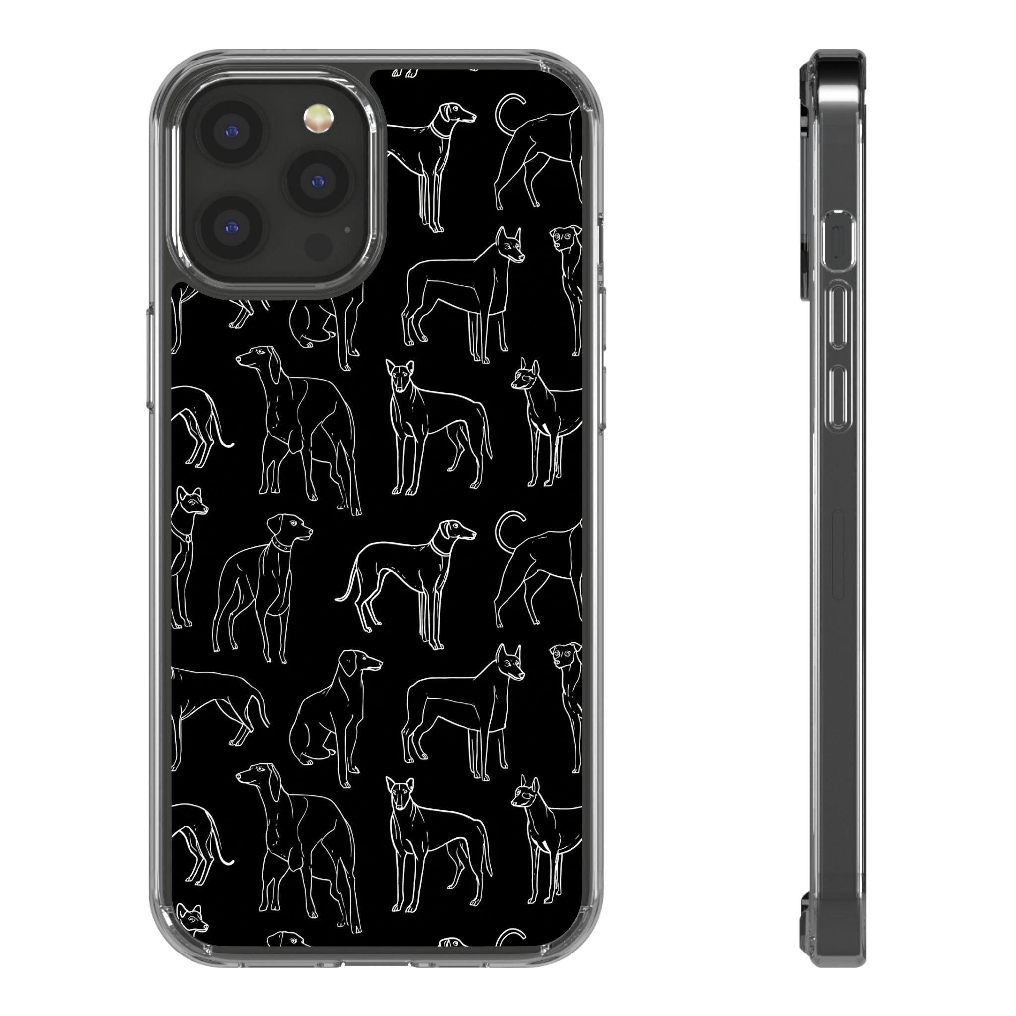 Stylish Dog Print Clear Phone Case, Pet Lover Gift, Customizable Clear Cases, Dog Owner Accessories, Cute Phone Covers