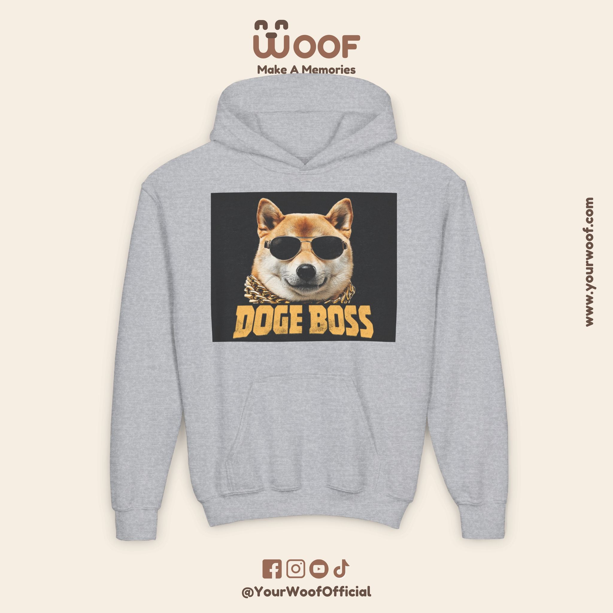 Youth Doge Boss Sweatshirt, Funny Dog Hoodie, Cool Gift for Dog Lovers, Youth Fashion, Casual Style for Kids