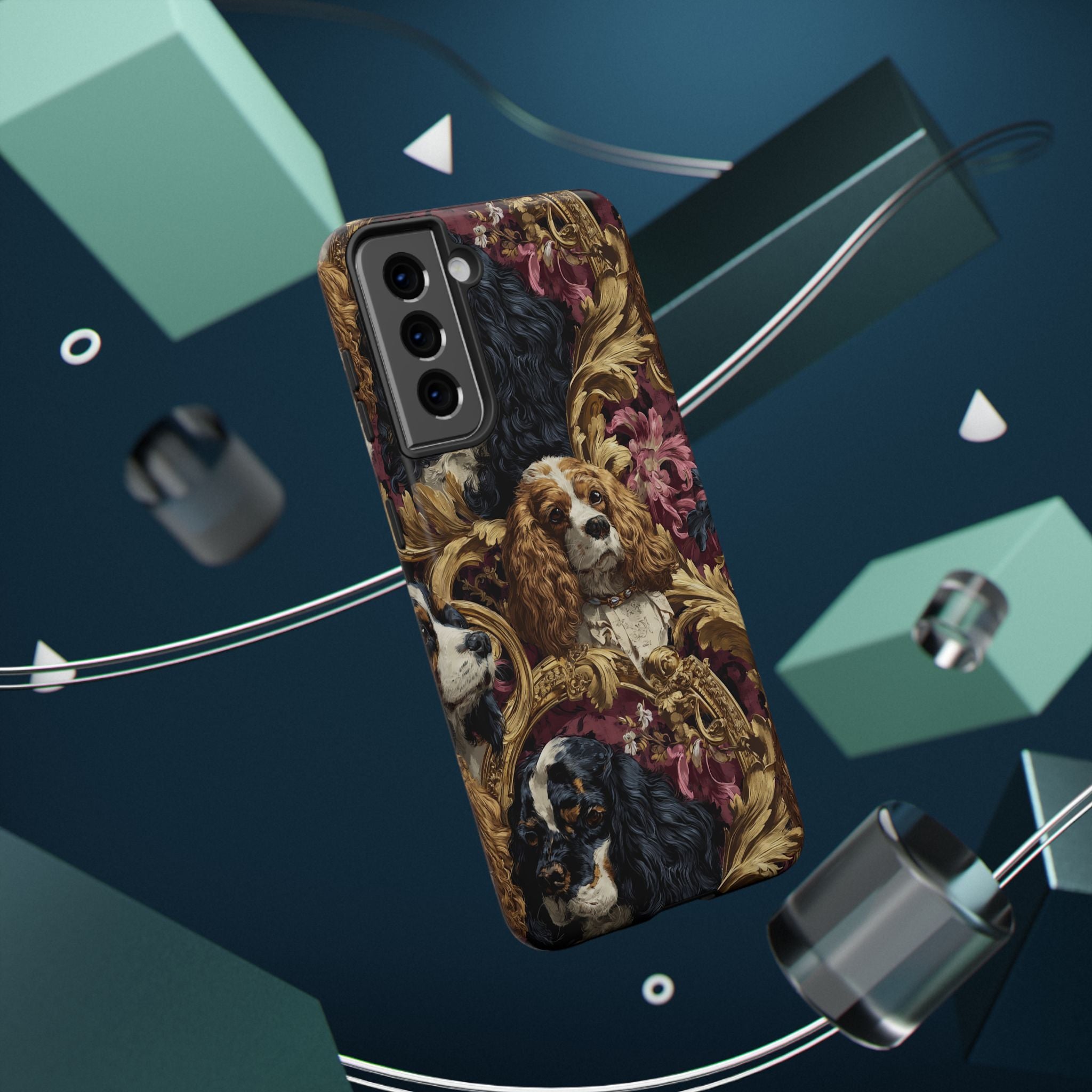 Elegant Pet Portrait Phone Case – Floral Design, Dog Lover Gift, Durable Phone Cover, Unique Art Case, Stylish Accessory