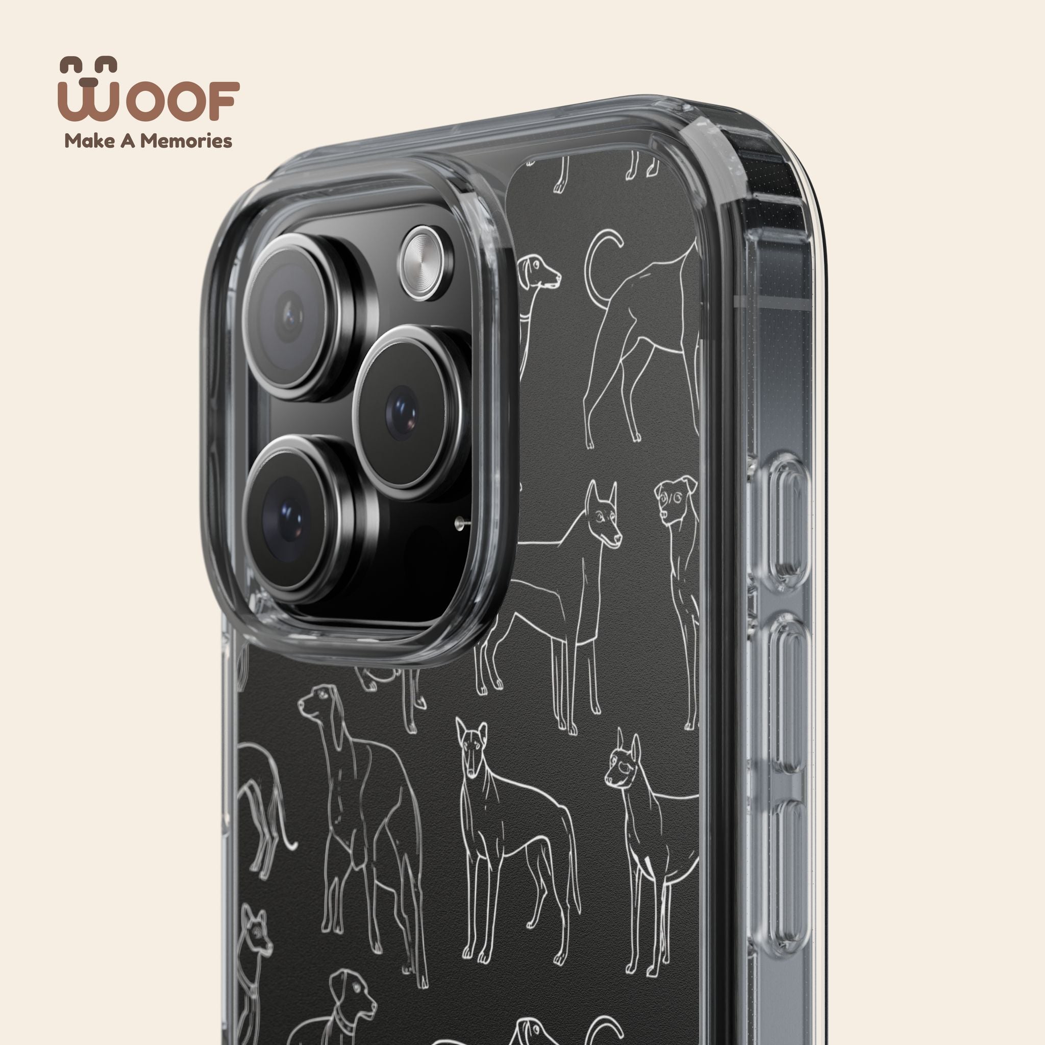 Stylish Dog Print Clear Phone Case, Pet Lover Gift, Customizable Clear Cases, Dog Owner Accessories, Cute Phone Covers