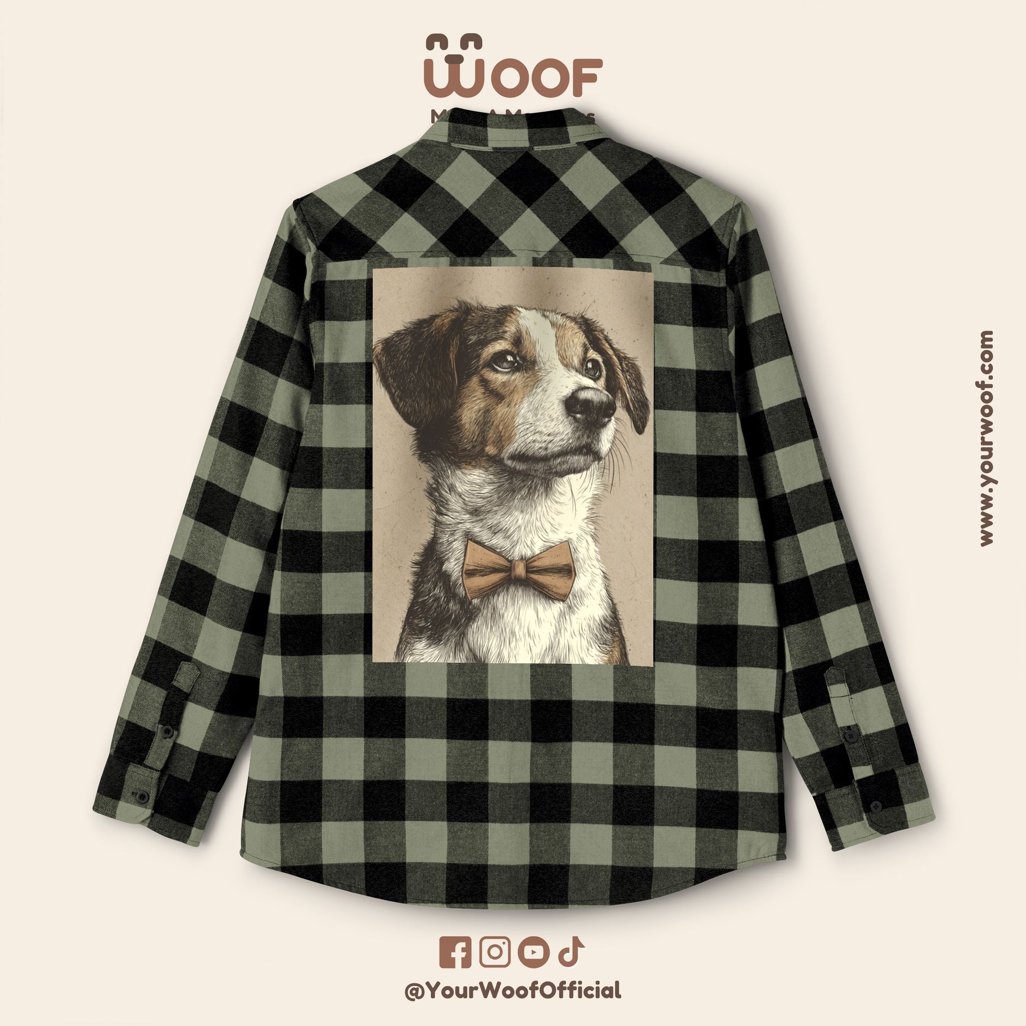 Woof Unisex Flannel Shirt, Dog Lover Apparel, Cozy Flannel, Pet Gift, Casual Wear, Outdoor Adventure, Fall Fashion