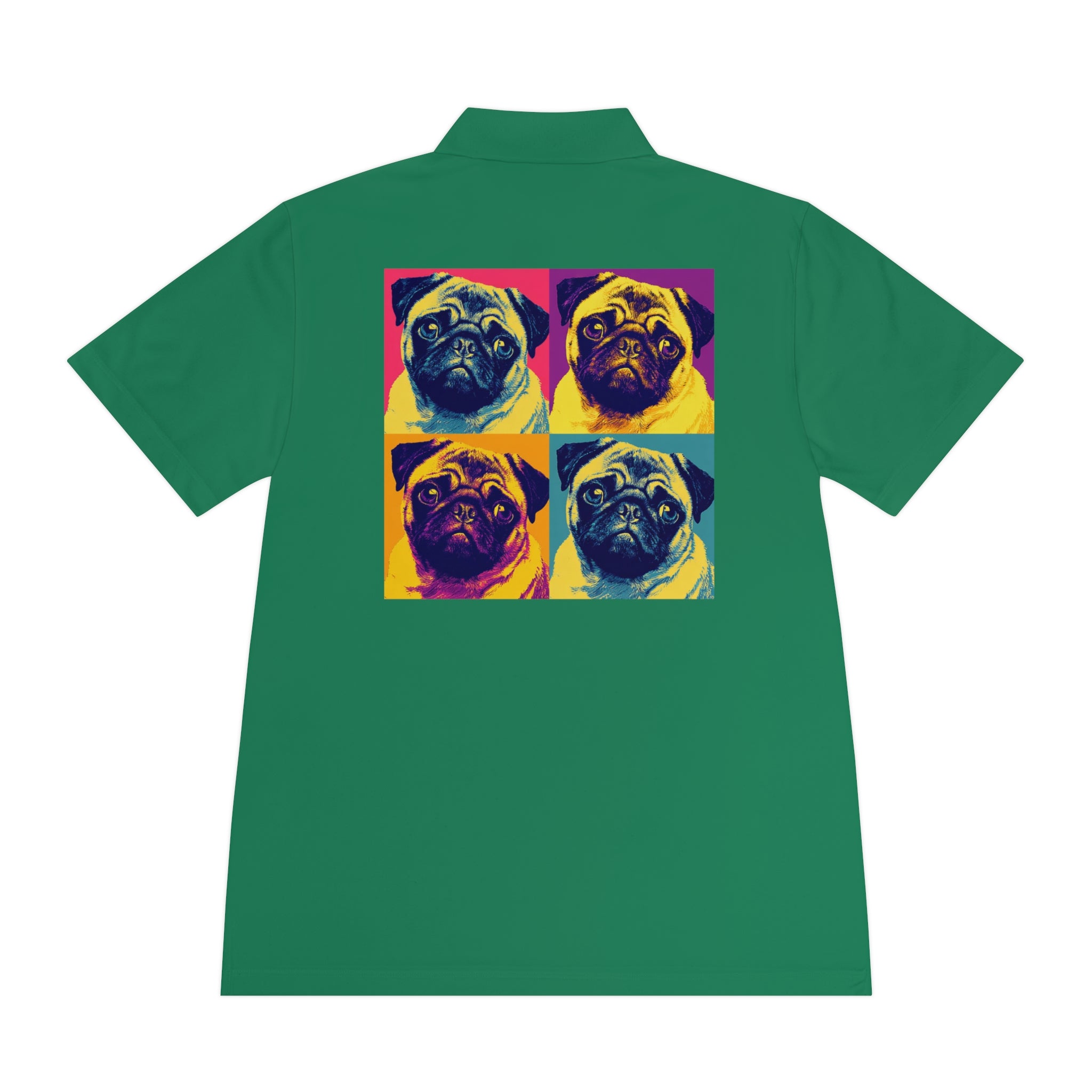 Men's Sport Polo Shirt with Colorful Pug Design, Fun Casual Wear, Dog Lover Gift, Unique Sports Polo, Stylish Outdoor Apparel