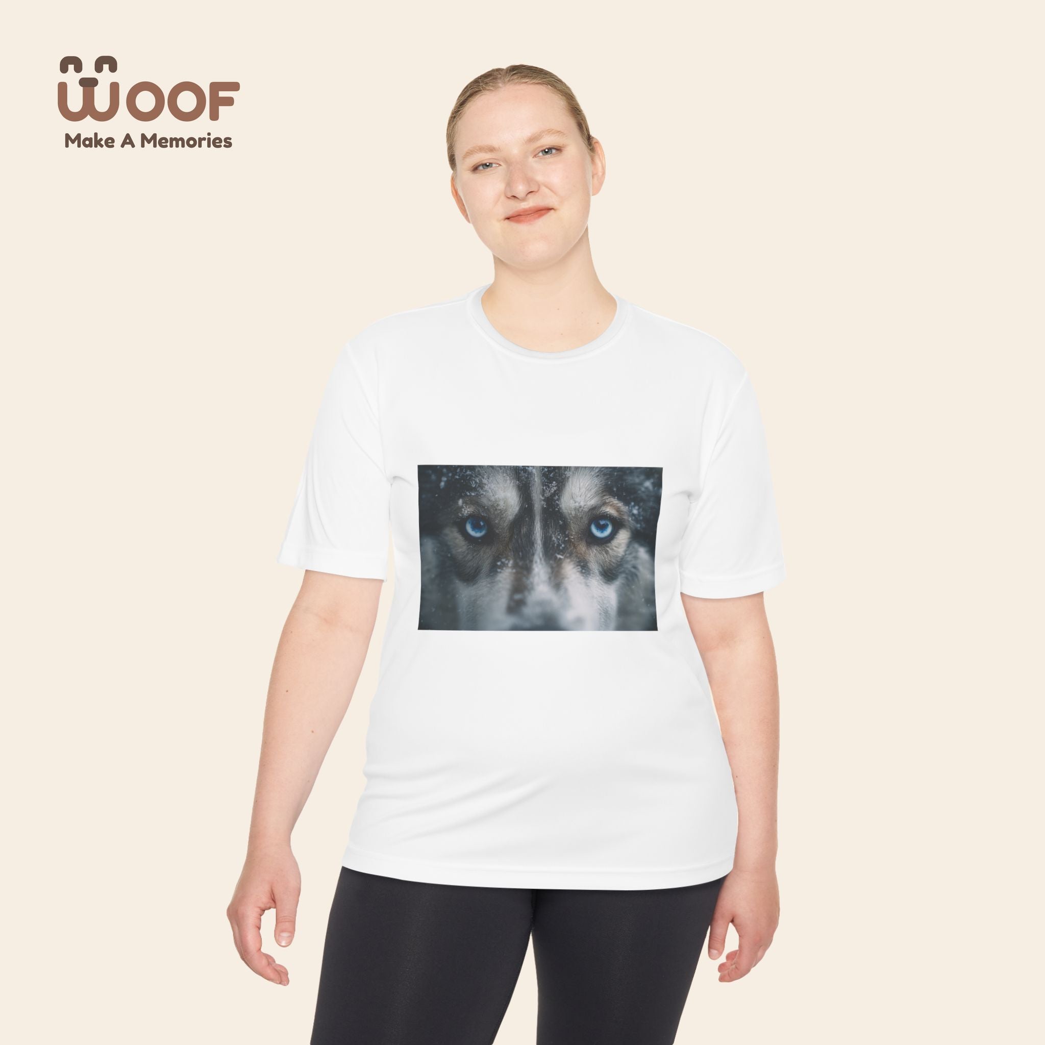 Woof Unisex Moisture Wicking Tee - Dog Lover's Apparel, Perfect for Outdoor Adventures, Pet Days, Gifts for Dog Owners, Cool Summer Wear