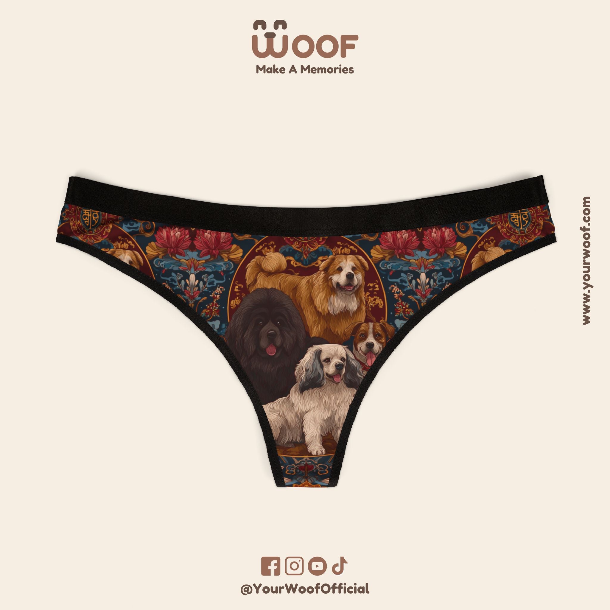 Dog-Themed Women's Thongs, Cute Underwear for Pet Lovers, Funny Gifts for Dog Owners, Stylish Boyshorts, Unique Lingerie