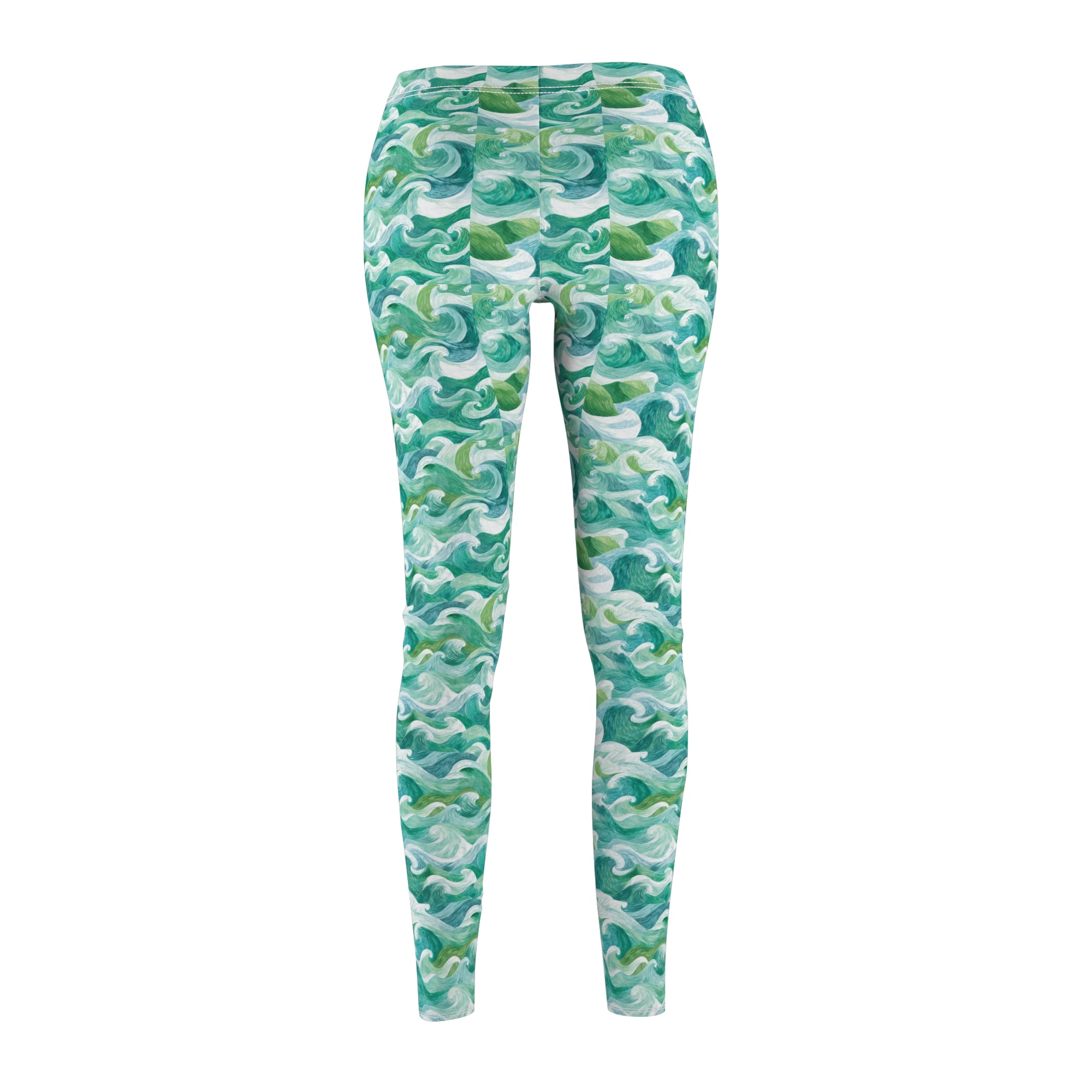 Women's Casual Leggings - Ocean Wave Print, Activewear, Yoga Pants, Athleisure, Exercise, Beachwear