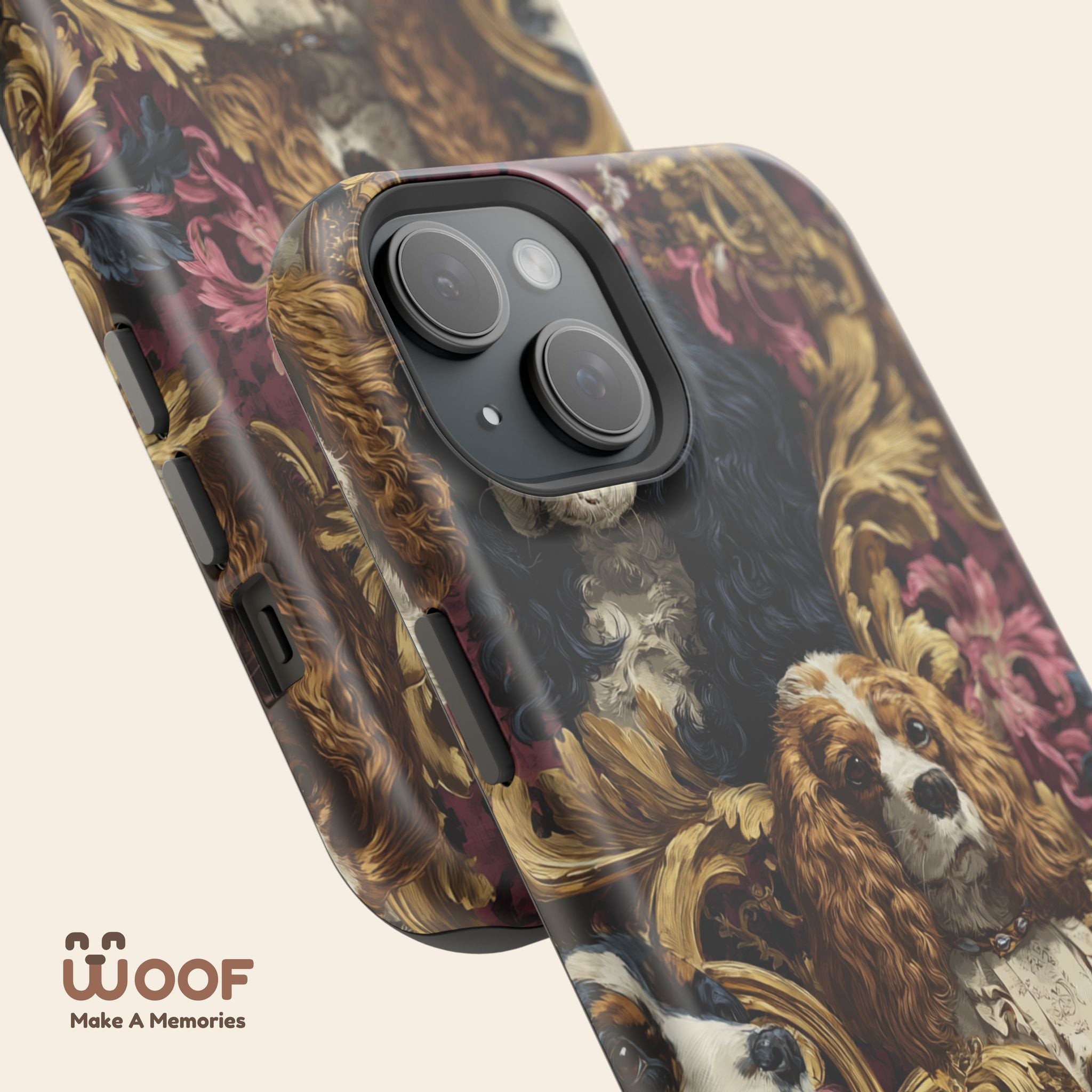 Elegant Pet Portrait Phone Case – Floral Design, Dog Lover Gift, Durable Phone Cover, Unique Art Case, Stylish Accessory