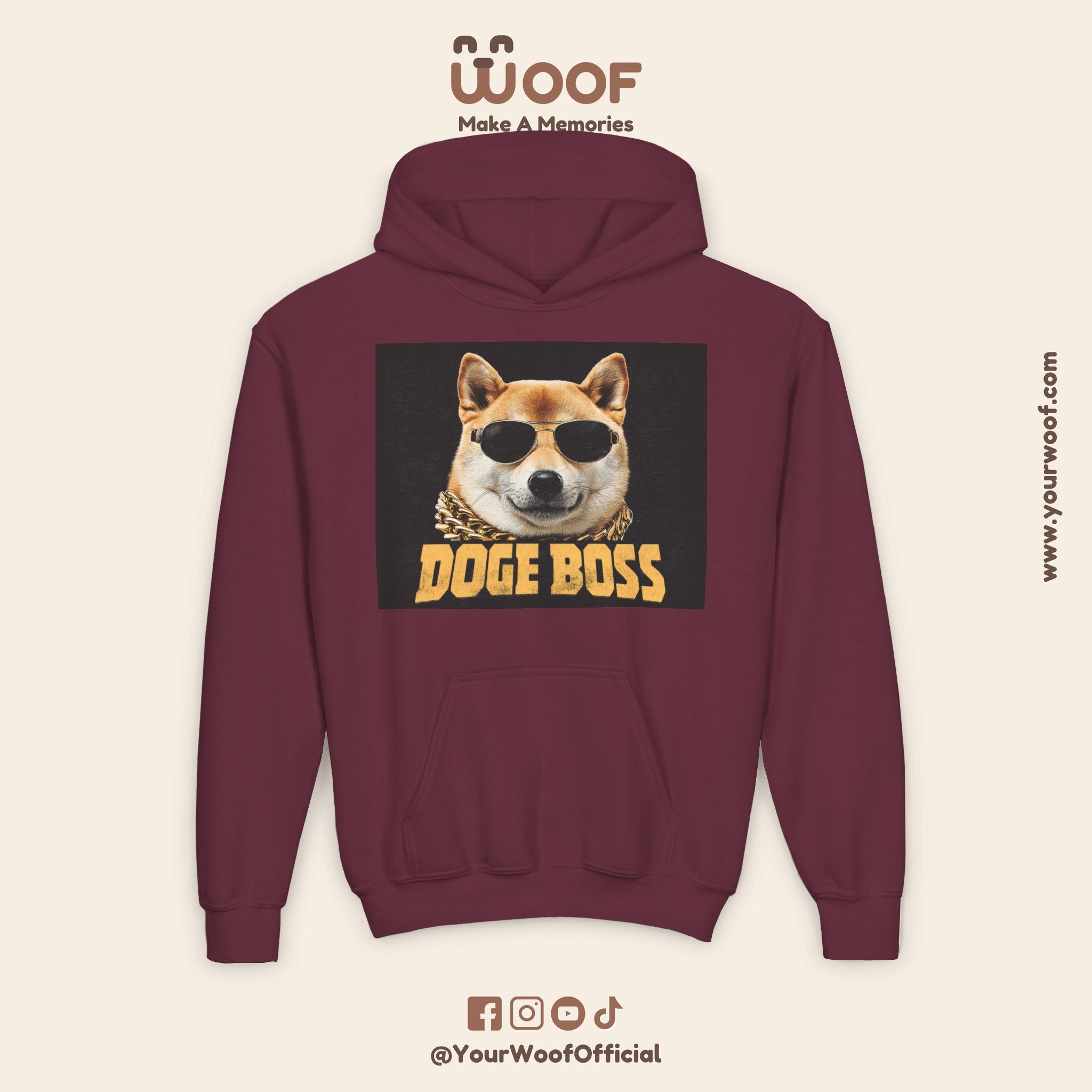 Youth Doge Boss Sweatshirt, Funny Dog Hoodie, Cool Gift for Dog Lovers, Youth Fashion, Casual Style for Kids