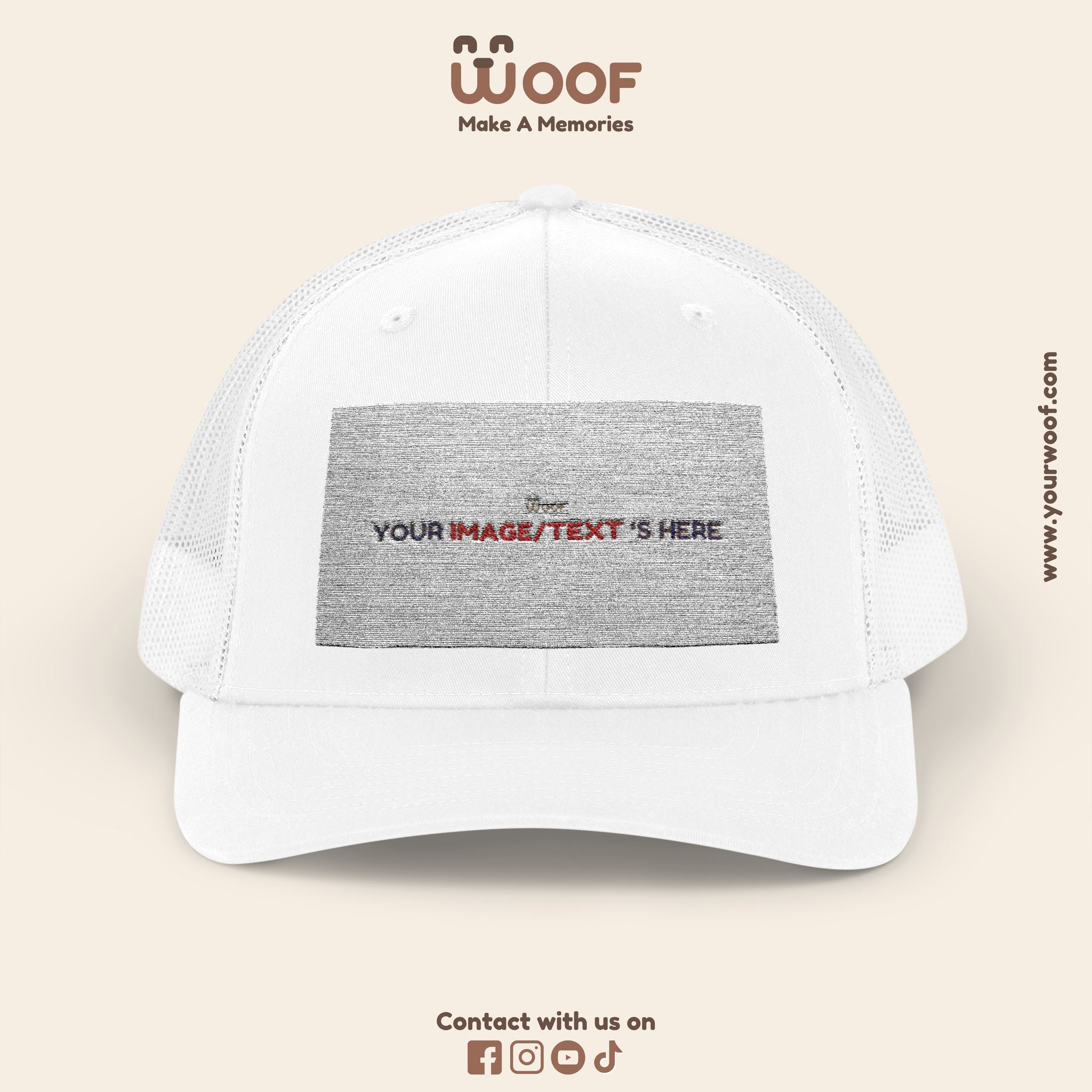 Woof Snapback Trucker Cap - Pet Lovers Gift, Dog Mom Hat, Casual Outdoor Accessory, Fun Pet Apparel, Unique Dog Dad Gift