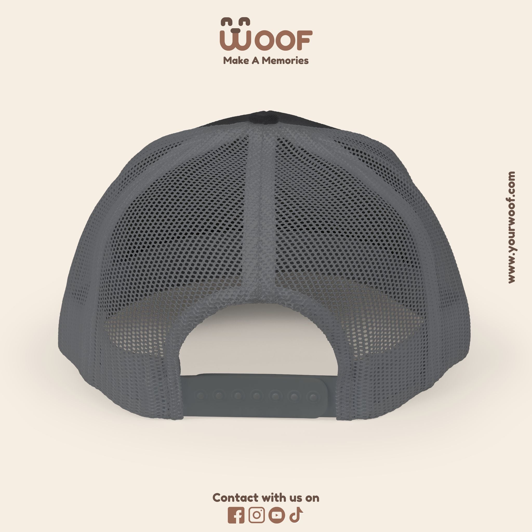 Woof Snapback Trucker Cap - Pet Lovers Gift, Dog Mom Hat, Casual Outdoor Accessory, Fun Pet Apparel, Unique Dog Dad Gift