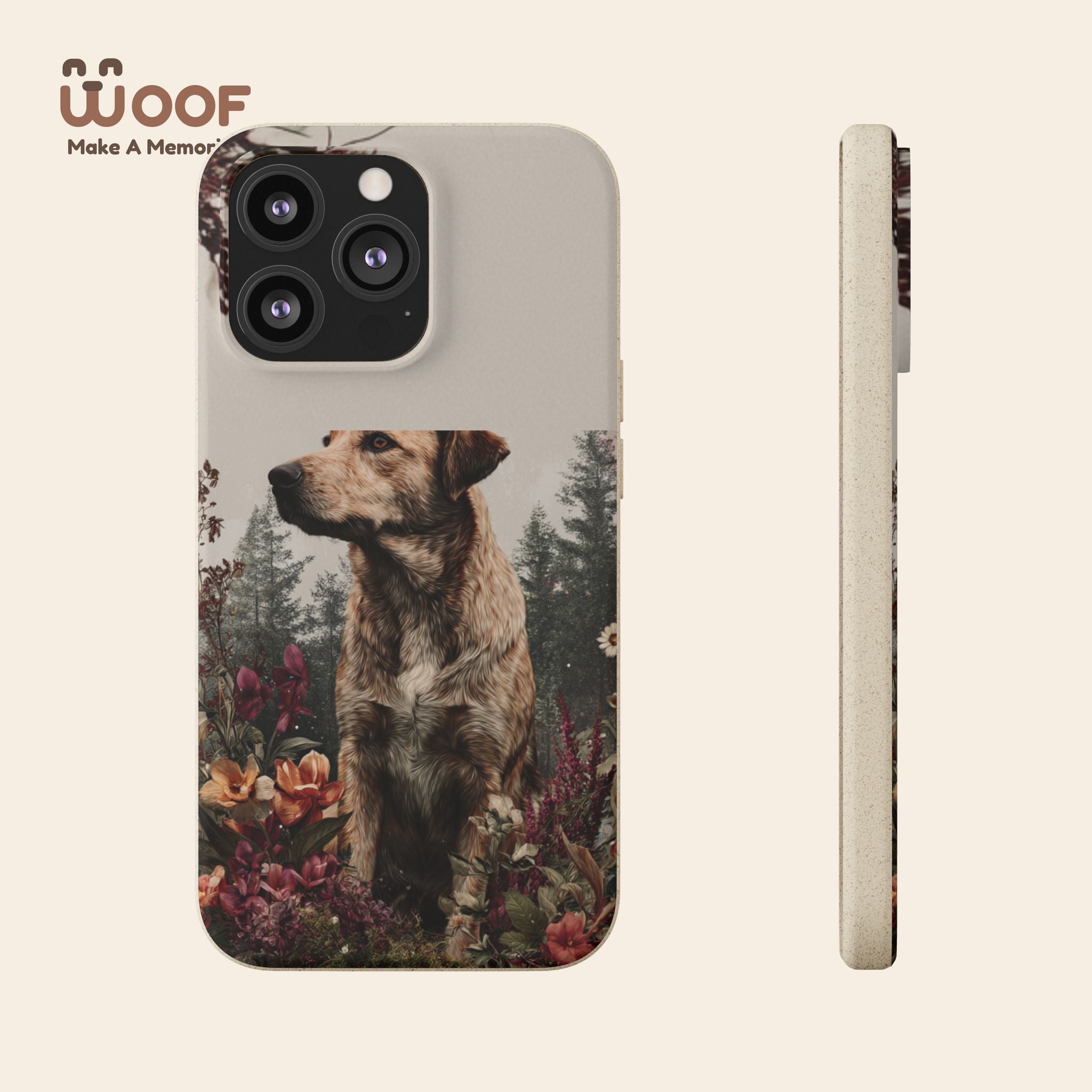 Eco-Friendly Dog Lover Biodegradable Phone Case - Floral Design