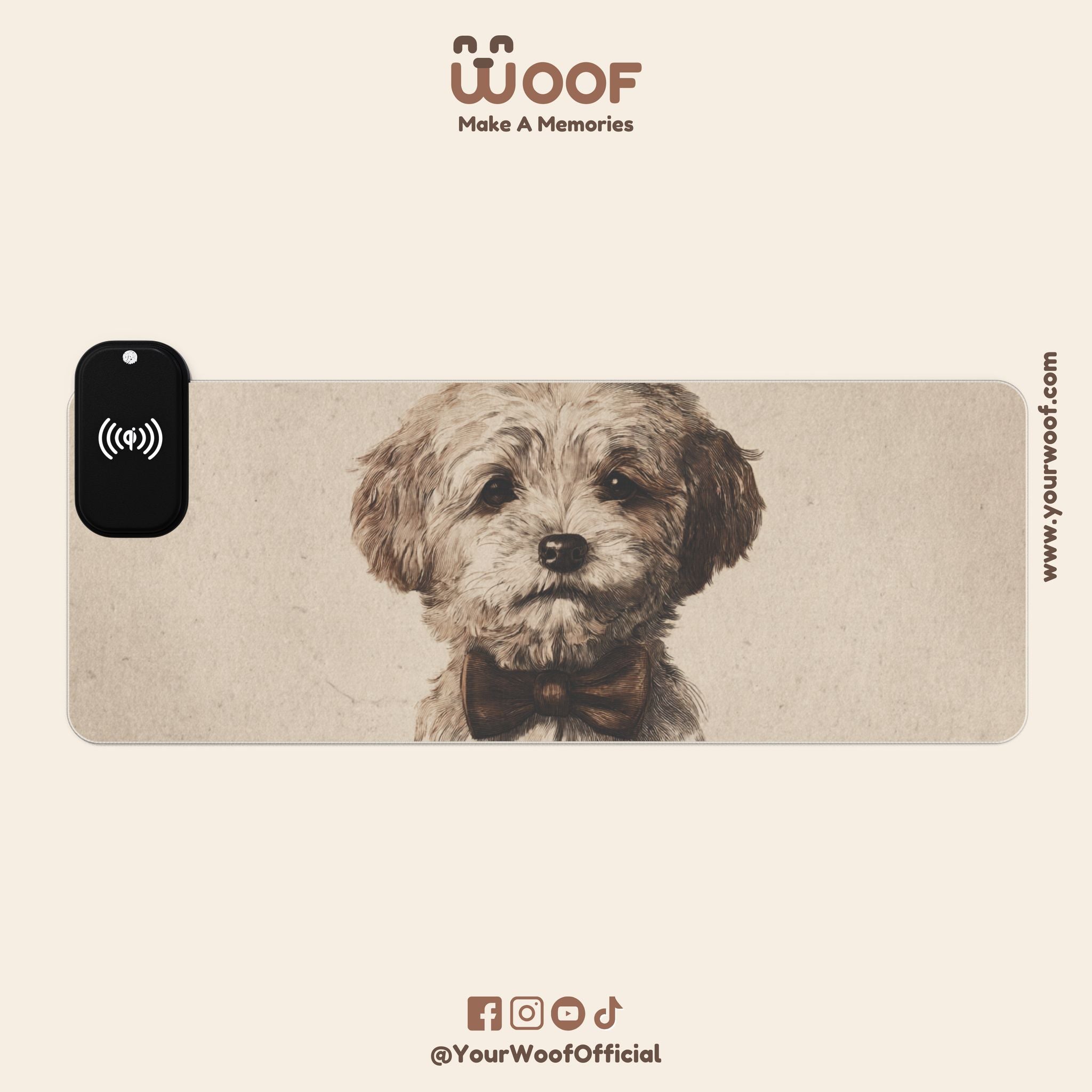 Wireless Charging LED Gaming Mouse Pad - Adorable Pet Design