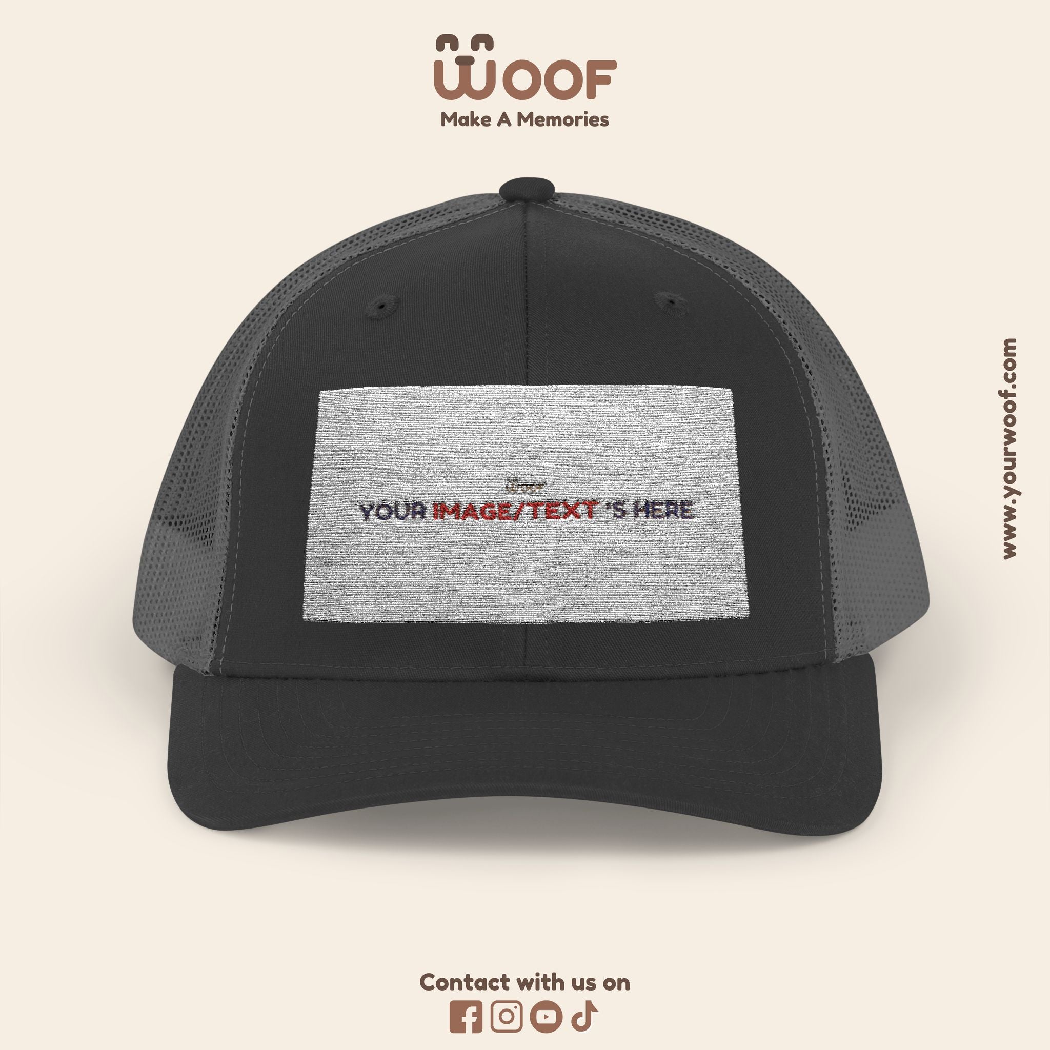 Woof Snapback Trucker Cap - Pet Lovers Gift, Dog Mom Hat, Casual Outdoor Accessory, Fun Pet Apparel, Unique Dog Dad Gift