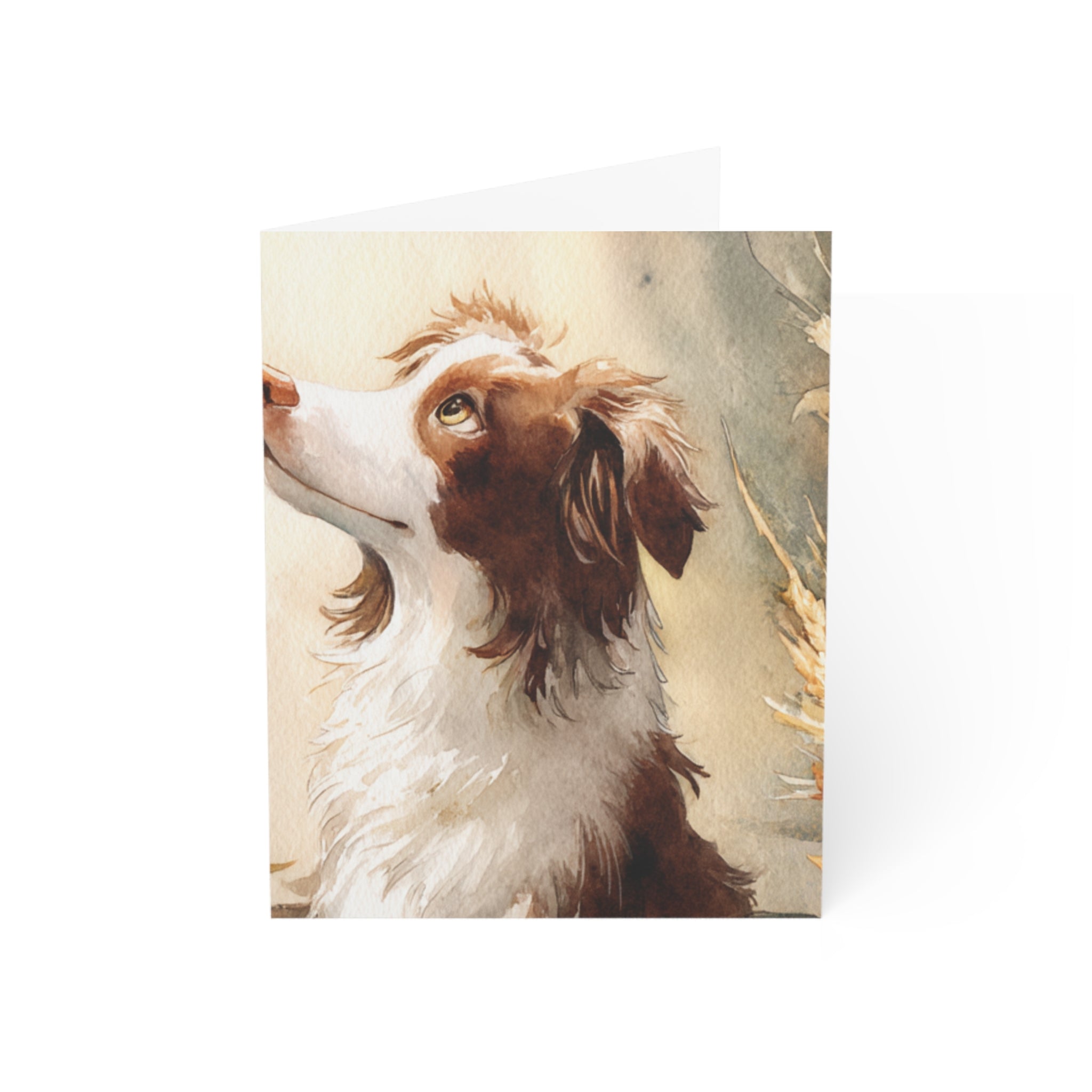 Watercolor Dog & Autumn Harvest Greeting Cards - Set of 1, 10, 30, or 50