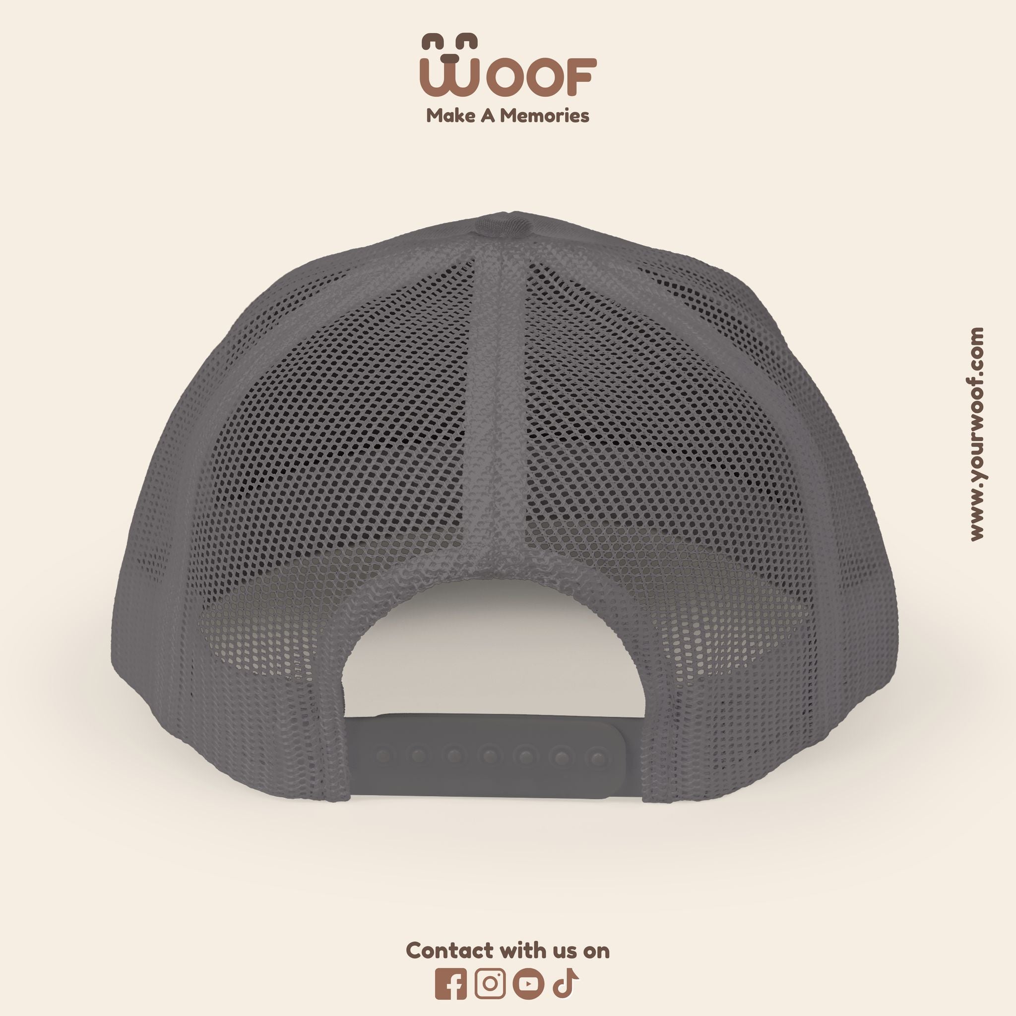 Woof Snapback Trucker Cap - Pet Lovers Gift, Dog Mom Hat, Casual Outdoor Accessory, Fun Pet Apparel, Unique Dog Dad Gift