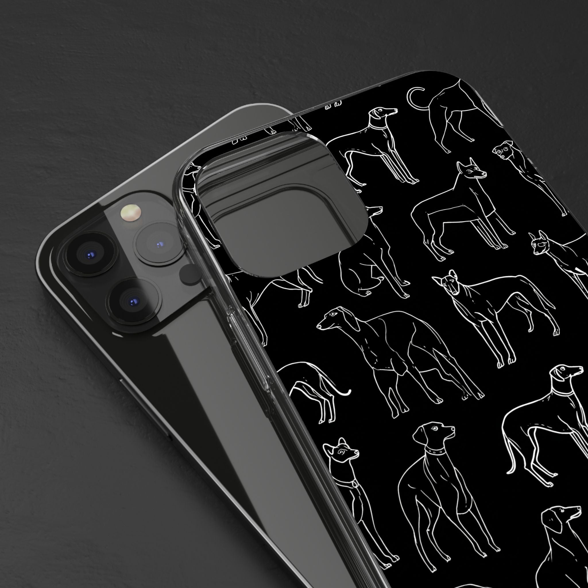 Stylish Dog Print Clear Phone Case, Pet Lover Gift, Customizable Clear Cases, Dog Owner Accessories, Cute Phone Covers