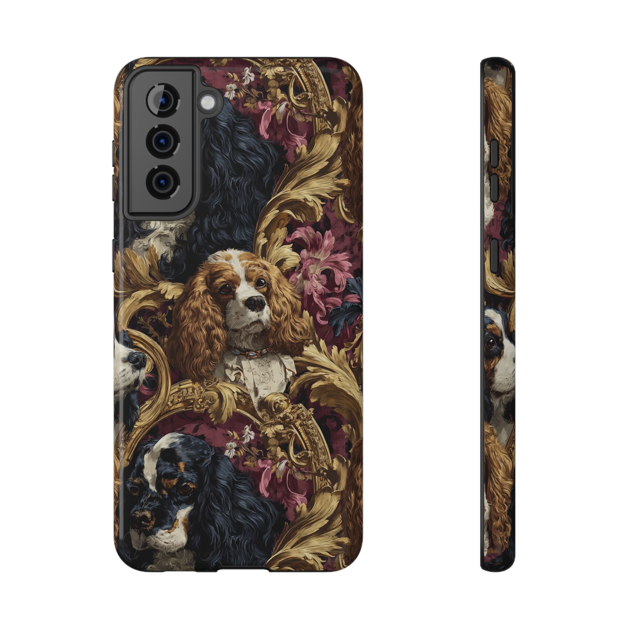 Elegant Pet Portrait Phone Case – Floral Design, Dog Lover Gift, Durable Phone Cover, Unique Art Case, Stylish Accessory