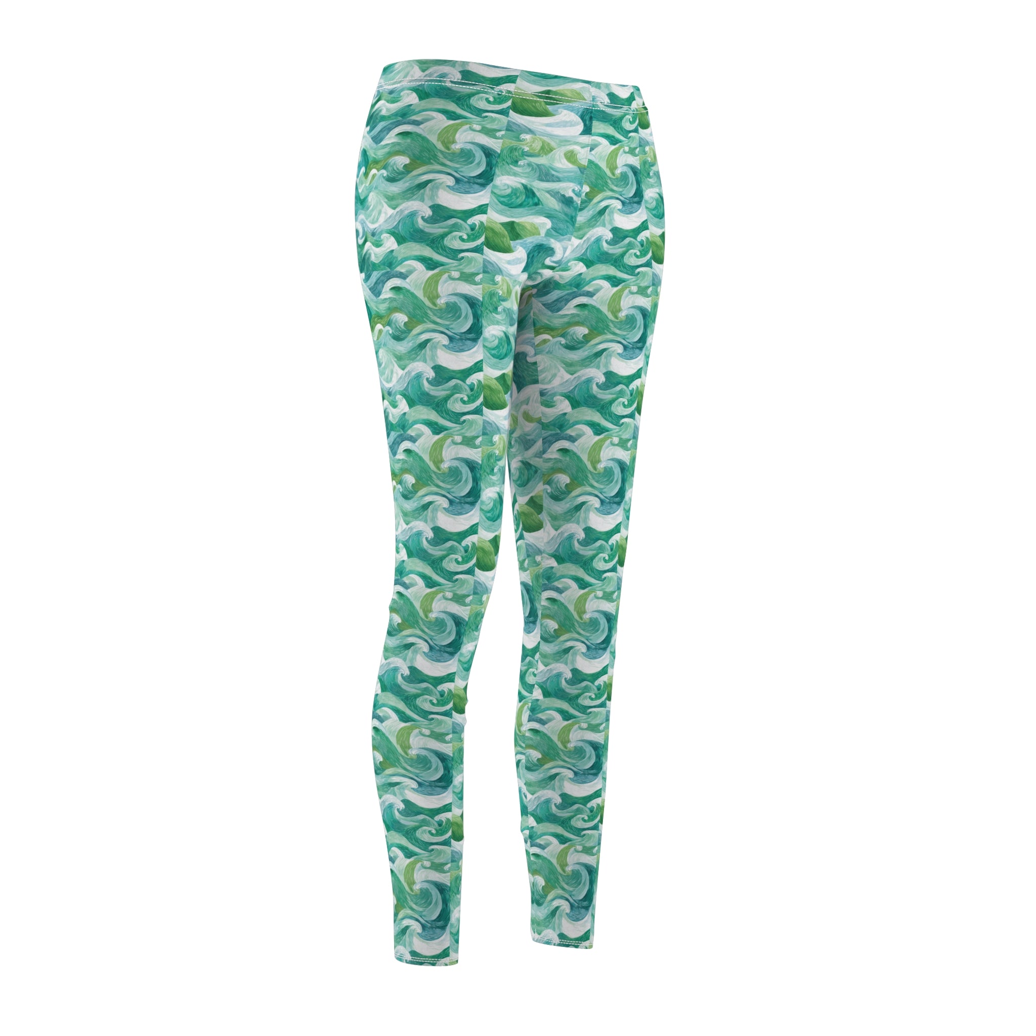 Women's Casual Leggings - Ocean Wave Print, Activewear, Yoga Pants, Athleisure, Exercise, Beachwear